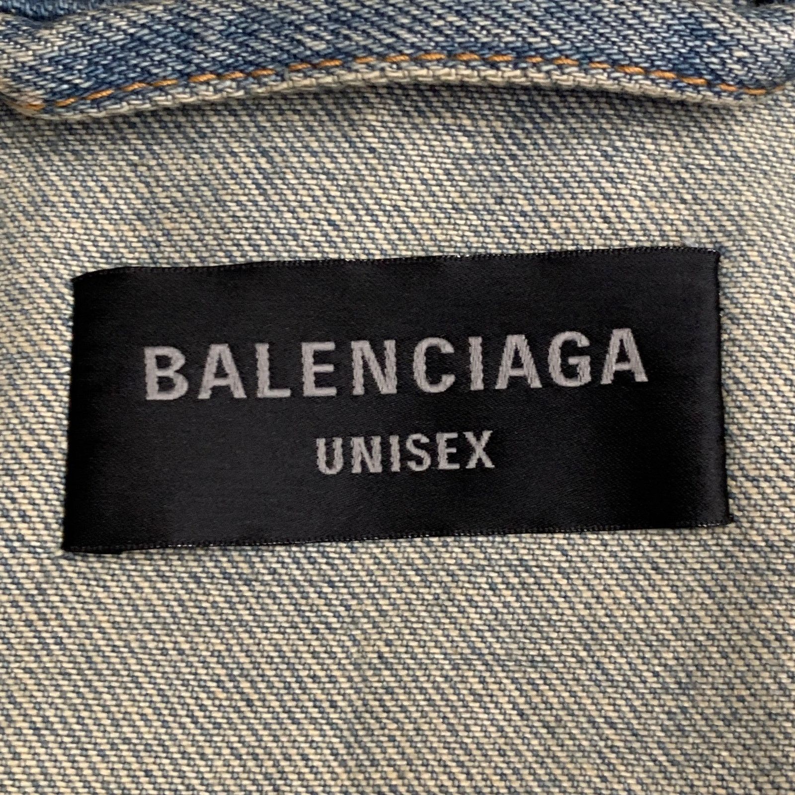 Balenciaga BALENCIAGA Blue White Monogram Cotton Denim Oversized Jacket Size US S / EU 44-46 / 1 - 5 Thumbnail