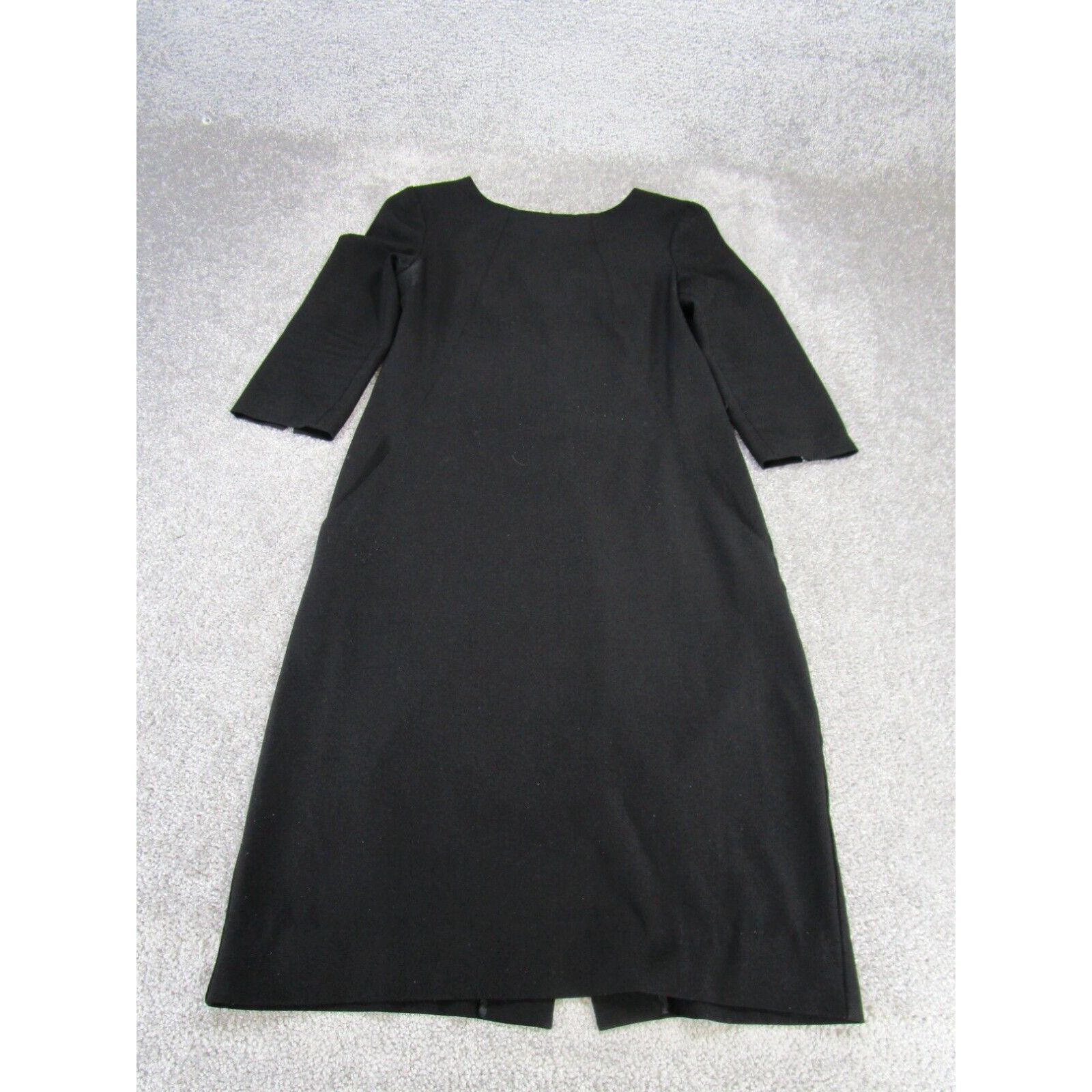 image of Vintage Mm. Lafleur Shift Dress Womens 4 Black Long Sleeve Midi in White (Size Small)