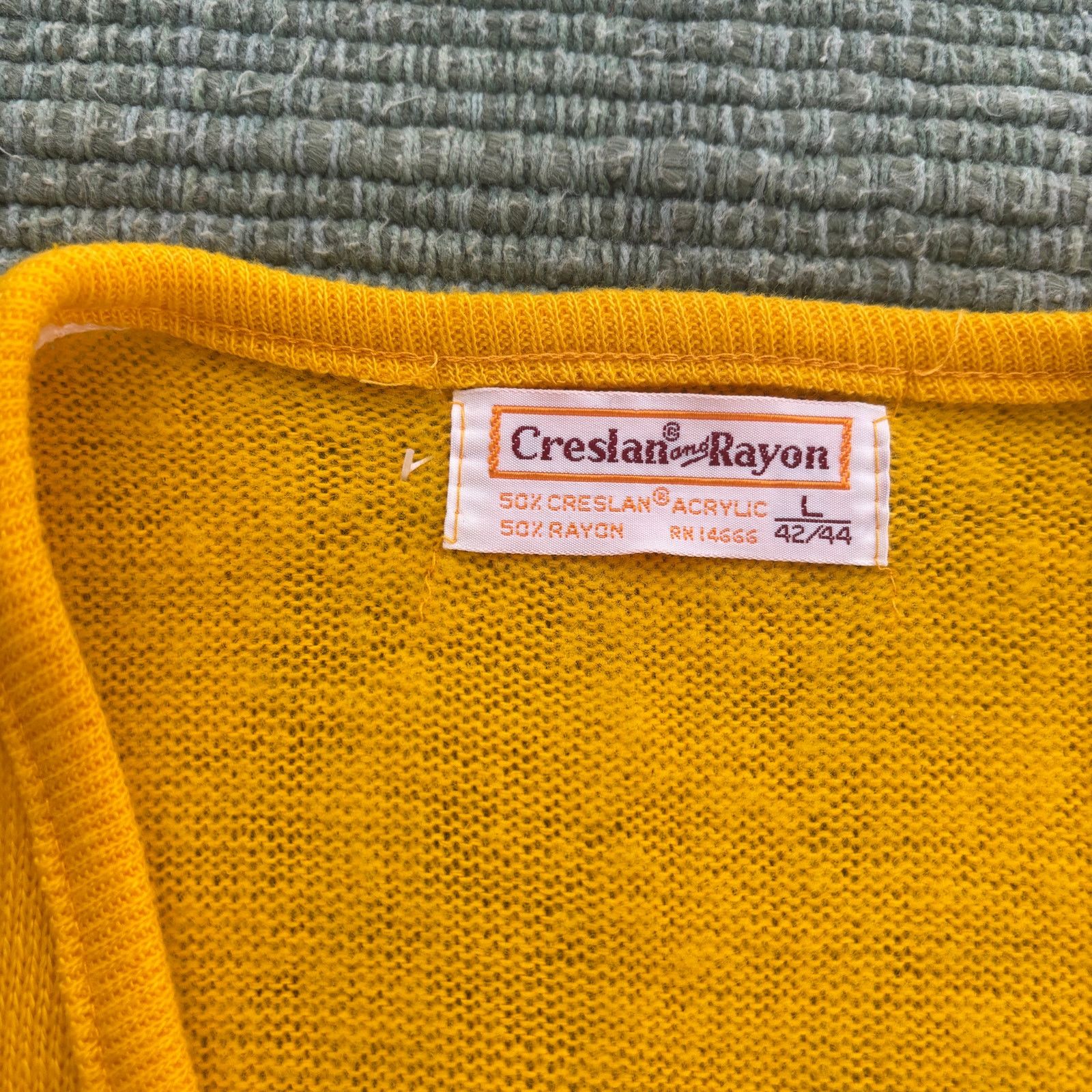 Vintage True Vintage Yellow 60s 70s Knit Catawba Wildcats Sweater L Size US L / EU 52-54 / 3 - 3 Thumbnail