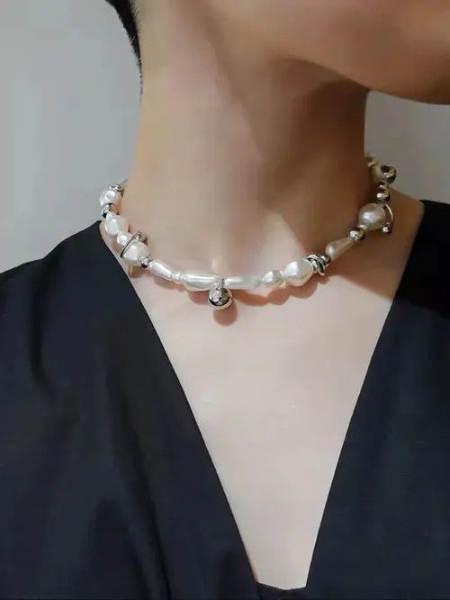 Jewelry × Vintage Pearl Necklace Beaded Chain With Temperament Clavicle Chain Size ONE SIZE - 4 Thumbnail