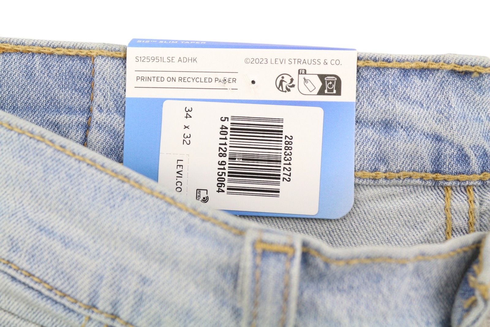 Levi's 512 W34/L32 Slim Tapered Faded Blue Jeans 87085 Size US 34 / EU 50 - 11 Thumbnail