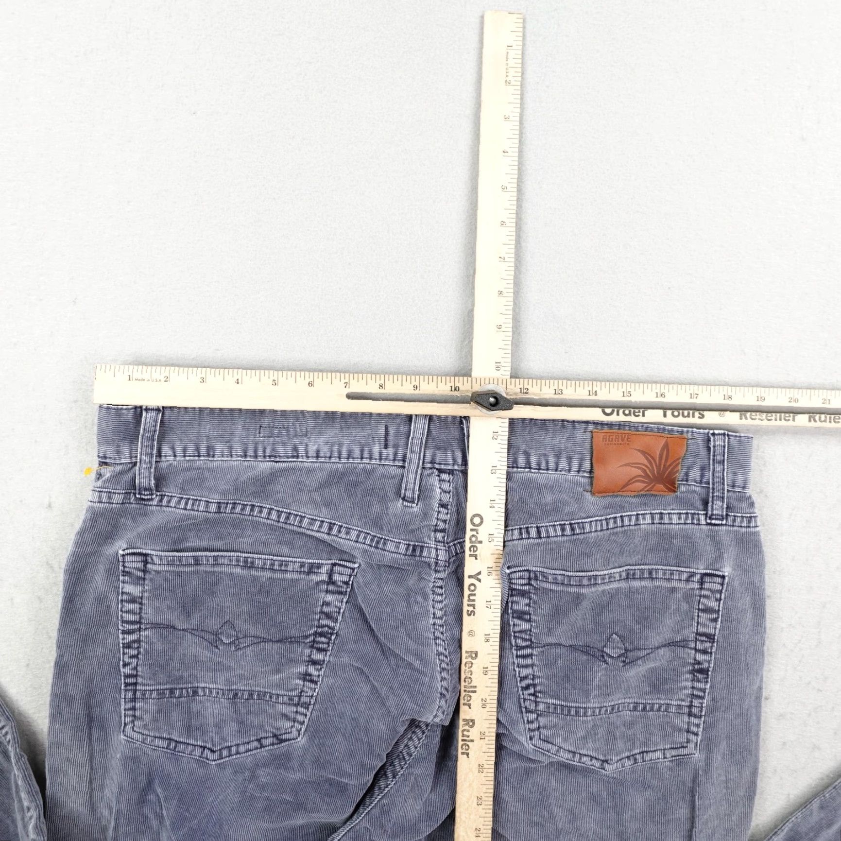 Vintage Agave Waterman Corduroy Pants Mens 38 Blue Relaxed Straight USA Made Chino 38x35 Front Zip Pocket Leather Logo Mens Size US 38 / EU 54 - 7 Thumbnail