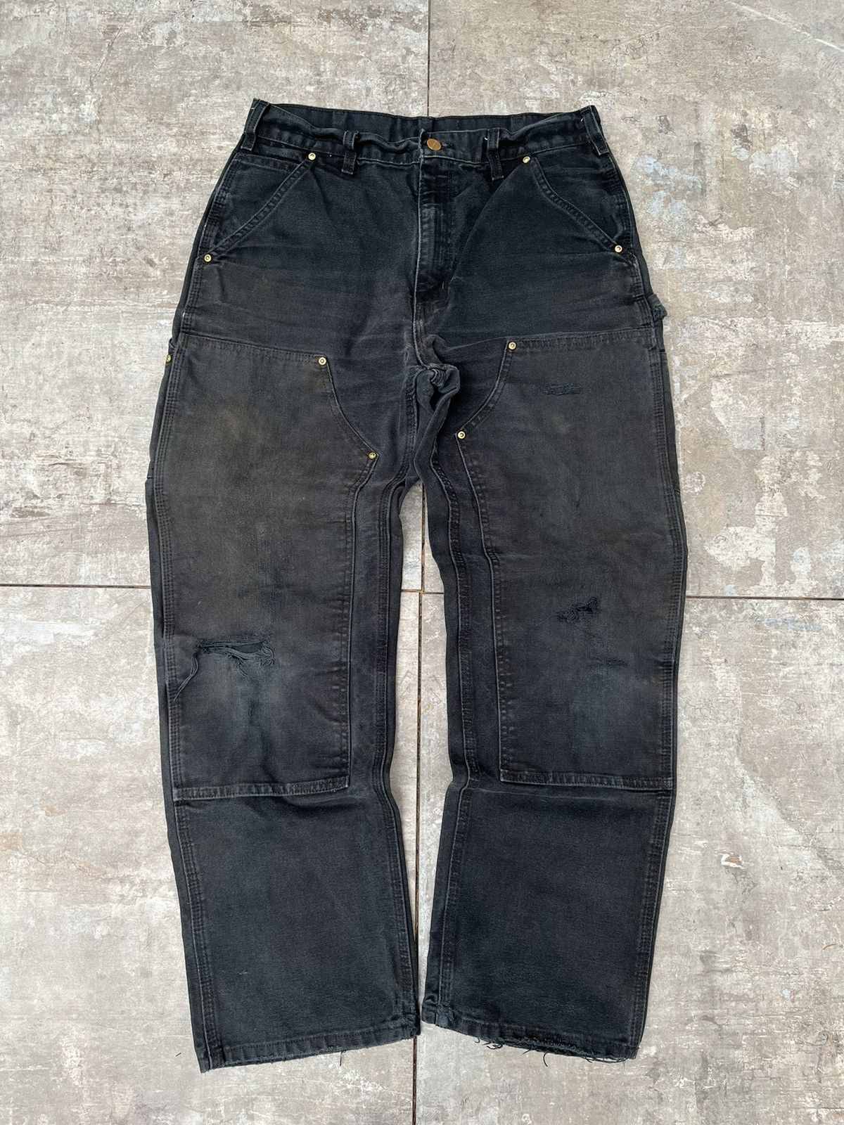 image of 90's Faded Carhartt Double Knee Pants in Black, Men's (Size 31)