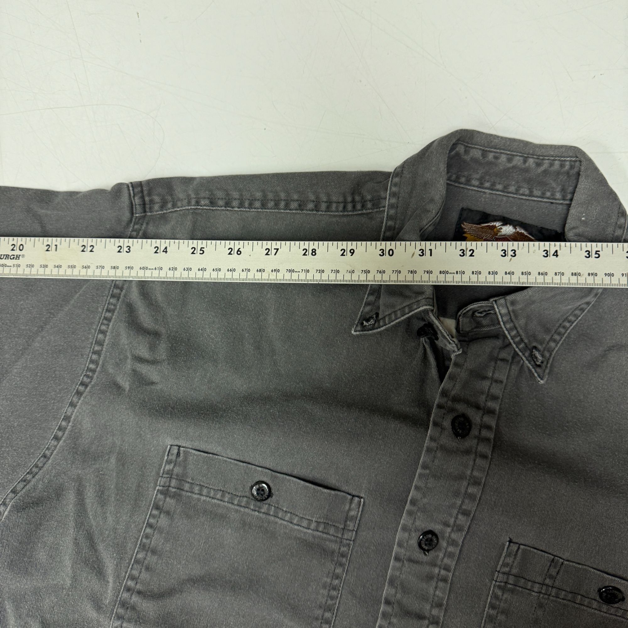 Harley Davidson 80 90s H-D DENIM Motorcycle Biker LS Jean Graphic Work Shirt Size US L / EU 52-54 / 3 - 10 Thumbnail