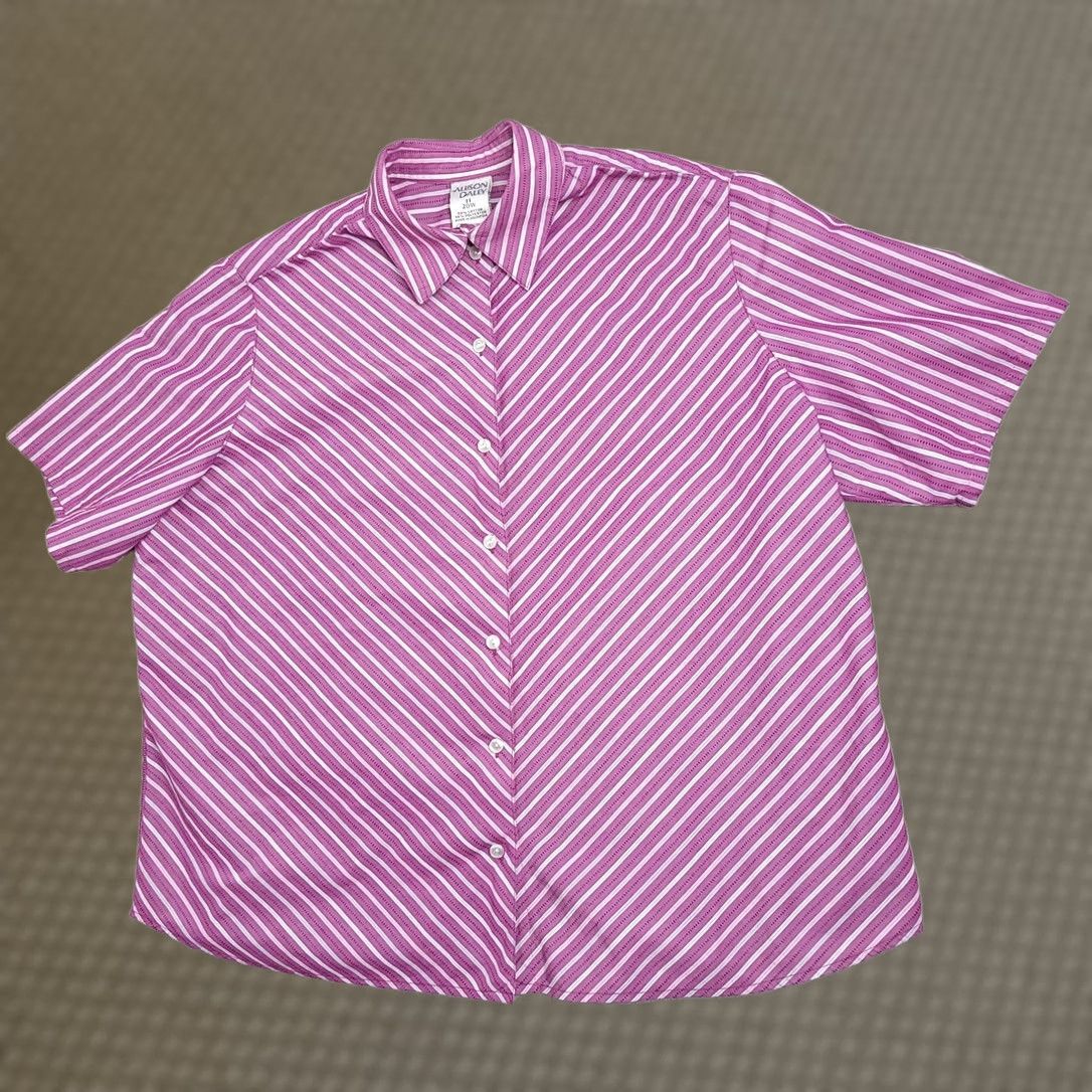 Vintage Vintage Allison Daley Button Up Shirt Womens 20W Purple Short Sleeve Stripe Size 3XL / US 20-22 - 1 Thumbnail