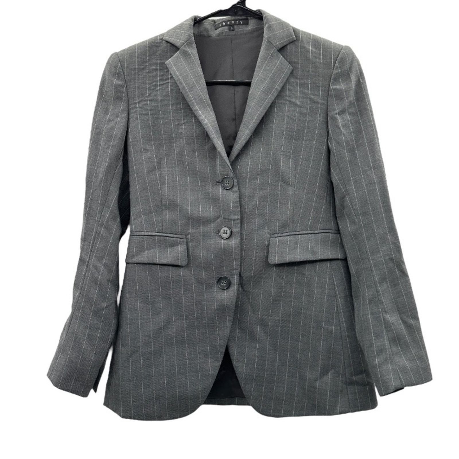 Theory Theory Gray & White Virgin Wool Pinstripe Blazer Sz 0 Size XS / US 0-2 / IT 36-38 - 1 Thumbnail