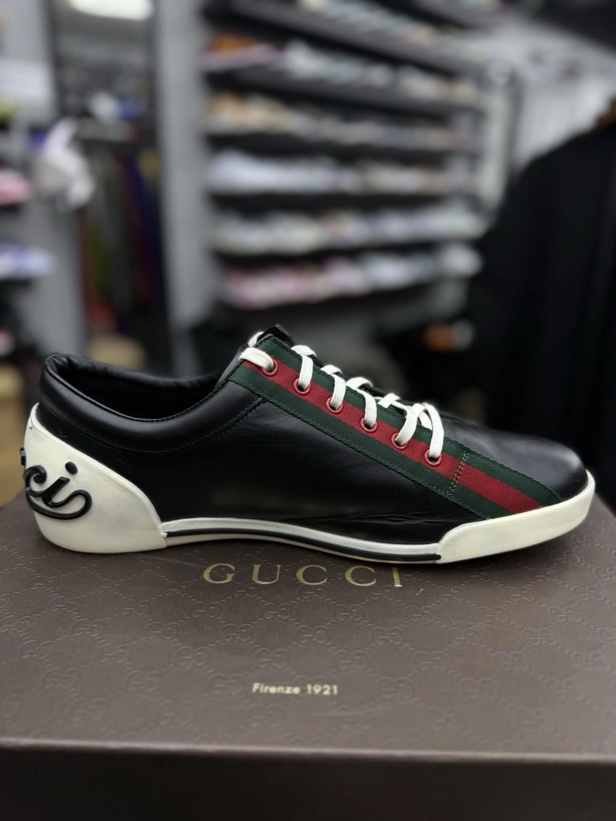 Gucci GUCCi Boulevard Black Leather Web Sneakers Gucci 9.5G/10US Size US 10 / EU 43 - 8 Thumbnail