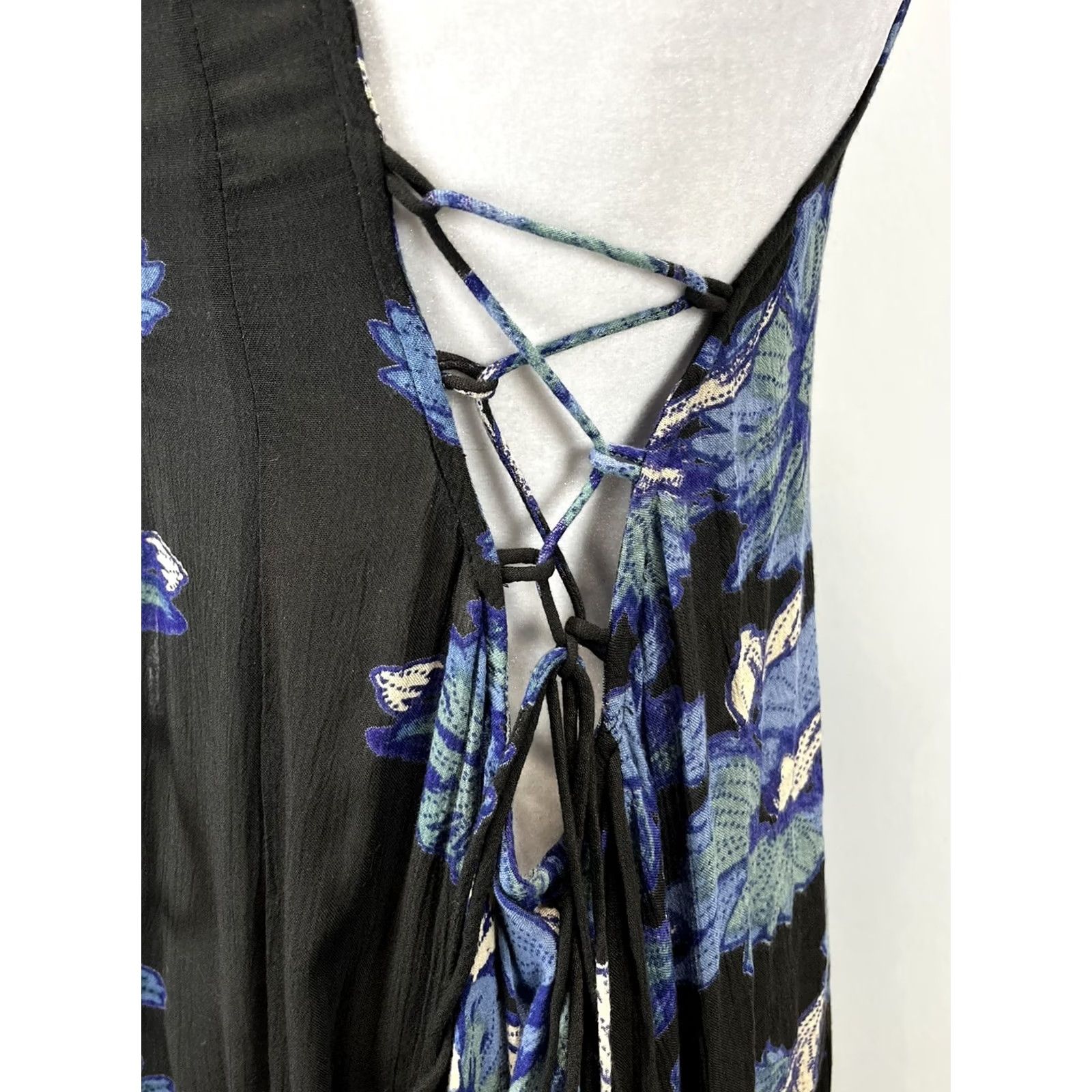 Free People Free People Dress Womens S Sleeveless Boho Festival Floral Side Ties Black Short Midi? (Original: Mini) Size S / US 4 / IT 40 - 6 Thumbnail