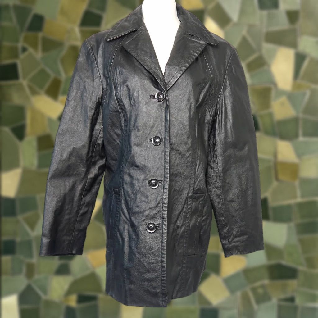 Vintage VINTAGE Winlit Jacket Leather Blazer Mid Length Black L 1990s Grunge Mens? Womens? Size L / US 10 / IT 46 - 1 Thumbnail