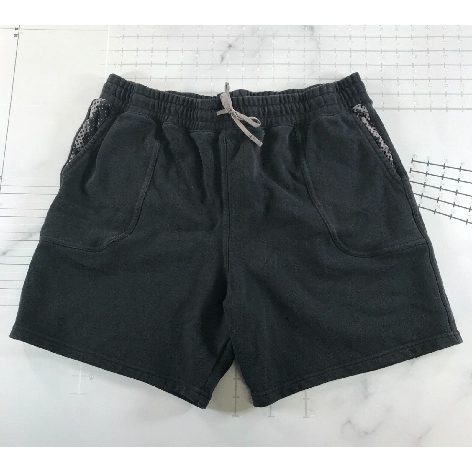 image of Vintage Shugo Shorts Mens Extra Large Faded Black Pockets Elastic Drawstring Zero Terry in White (S