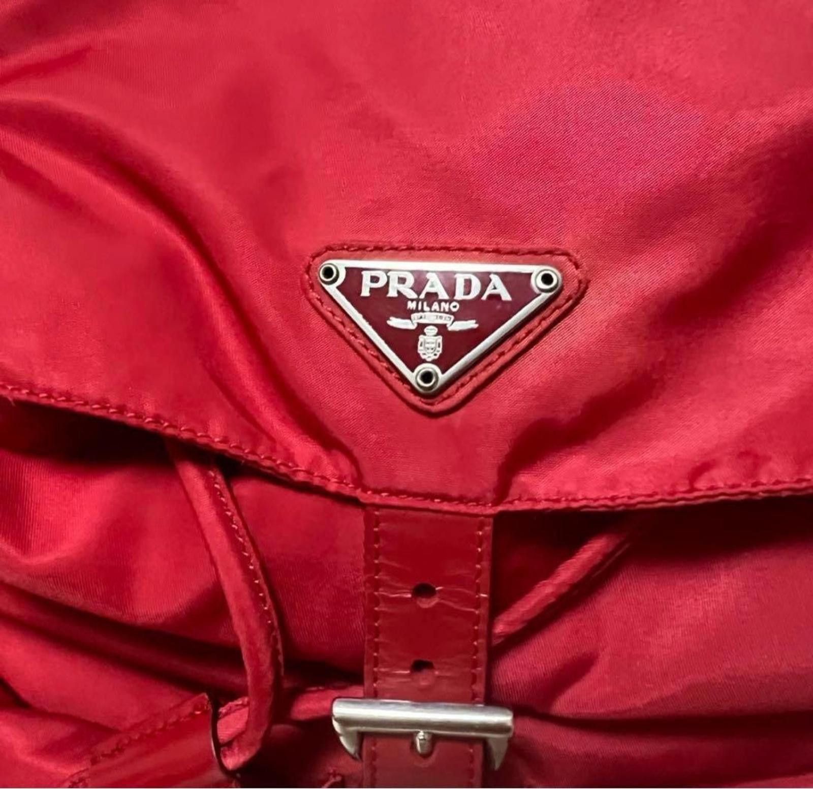 Prada Prada - Red Nylon Backpack Buckle Pockets Size ONE SIZE - 3 Thumbnail