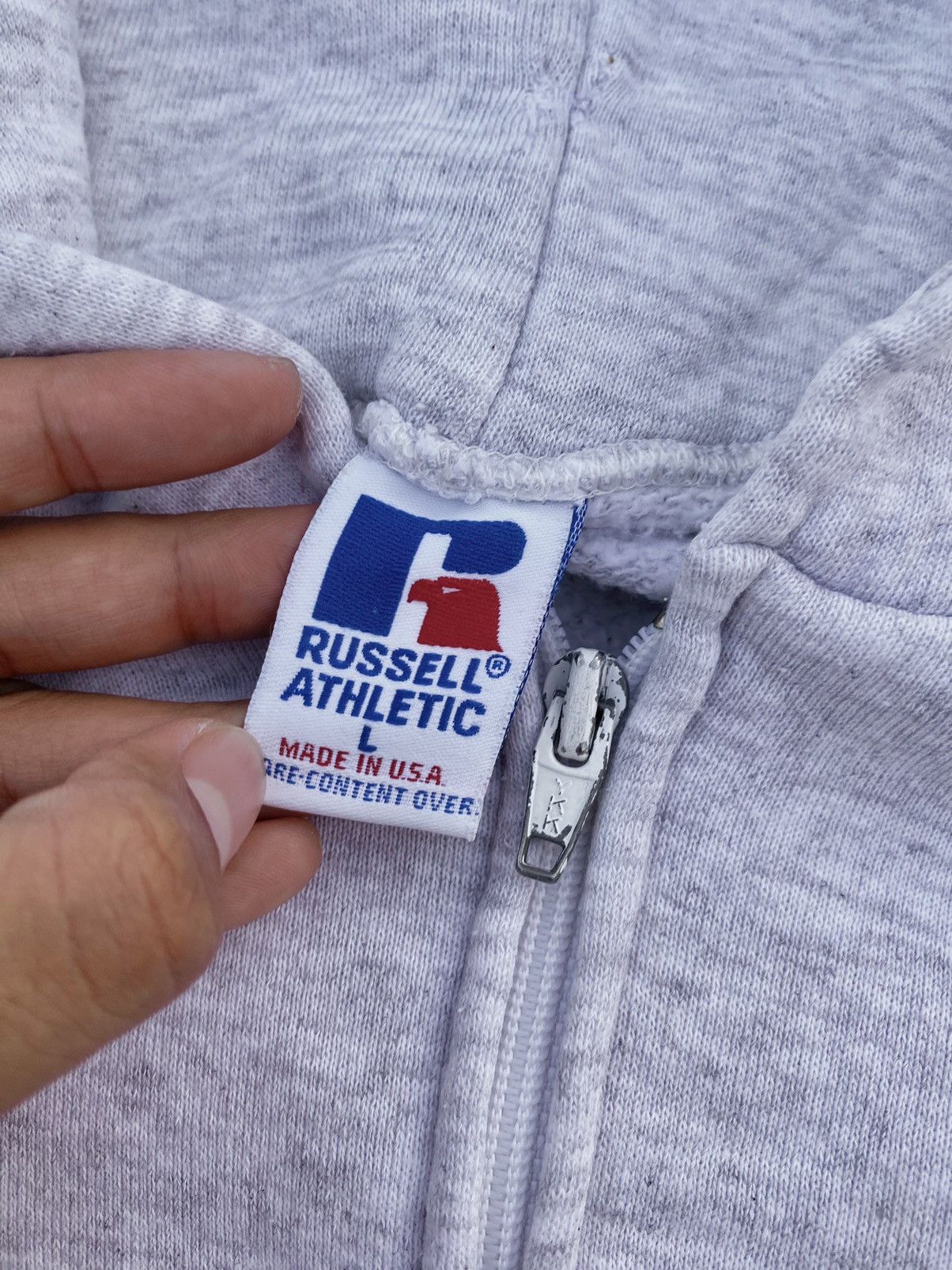 Russell Athletic × Vintage Vintage 90s Russell Athletic Hoodie light Grey Size US L / EU 52-54 / 3 - 8 Thumbnail