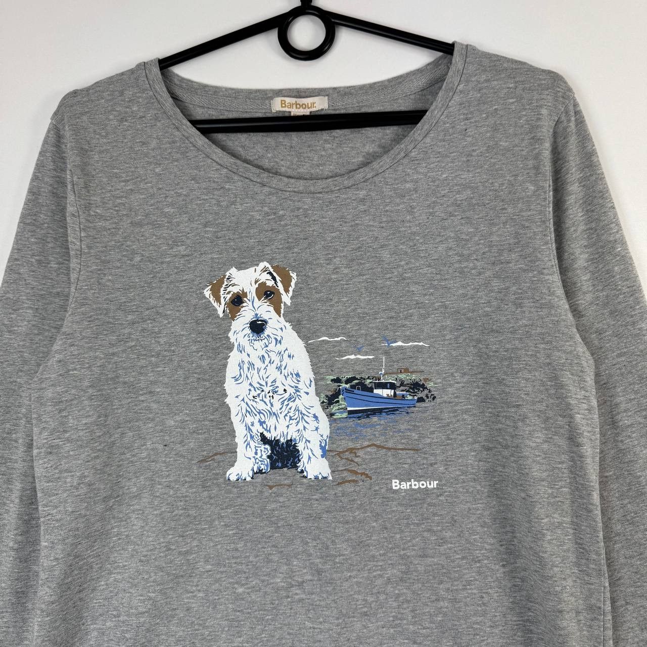 Barbour Barbour Dog Graphic Long Sleeve T-Shirt Grey Womens Size S Size S / US 4 / IT 40 - 2 Thumbnail