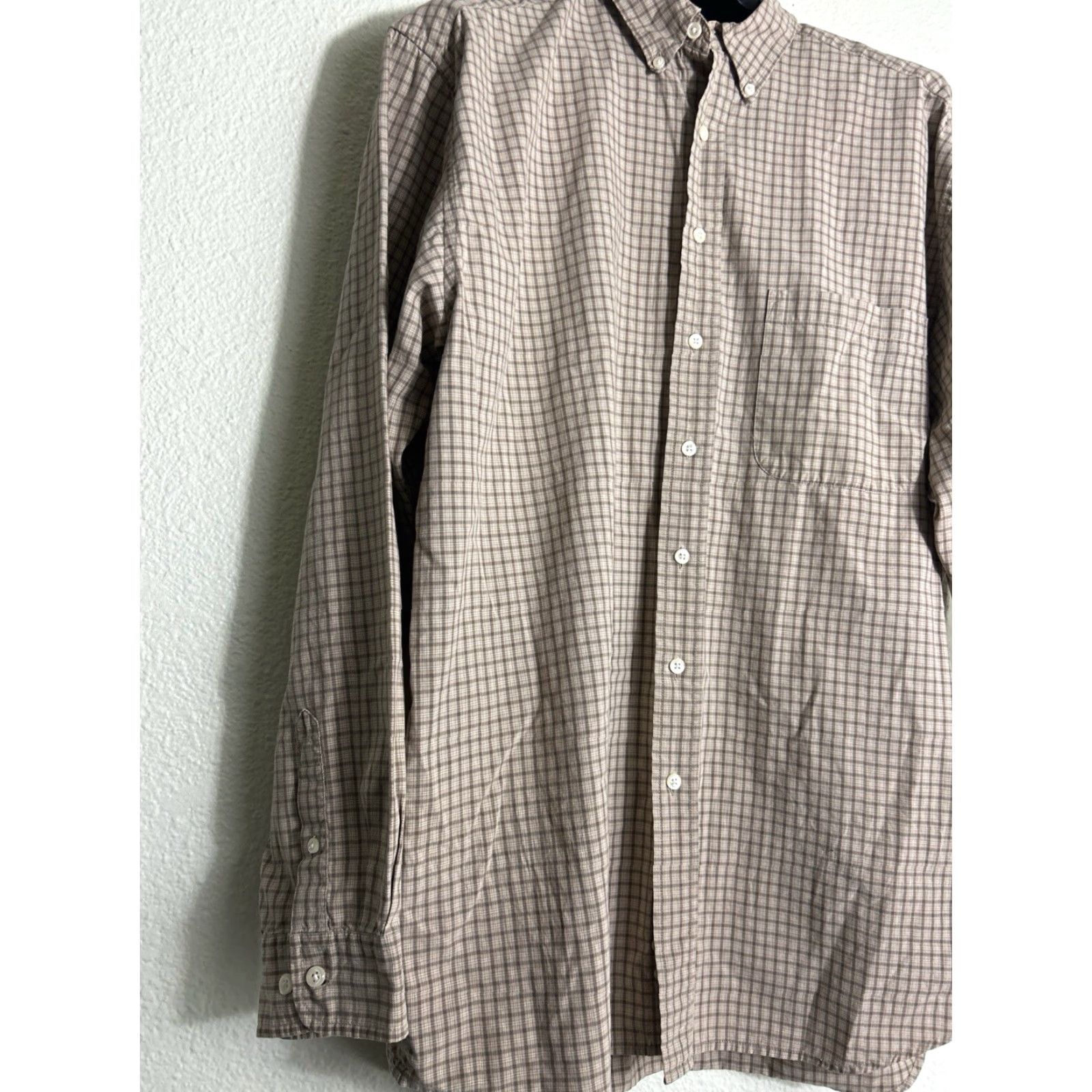 Eddie Bauer Eddie Bauer Mens Large Tall Beige Plaid Checkered Button-Up Shirt Size US L / EU 52-54 / 3 - 2 Thumbnail