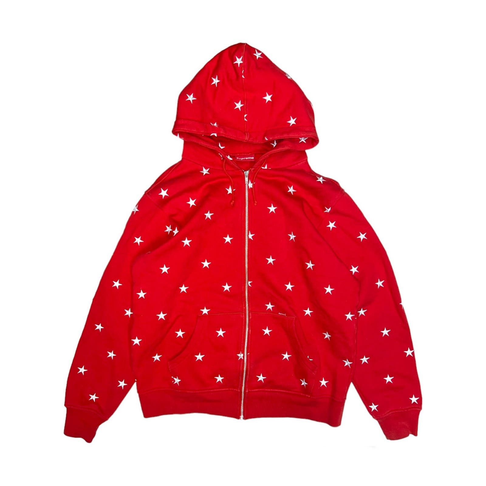 image of Supreme Fw09 Stars Zip Up Hoodie in Red, Men's (Size XL)