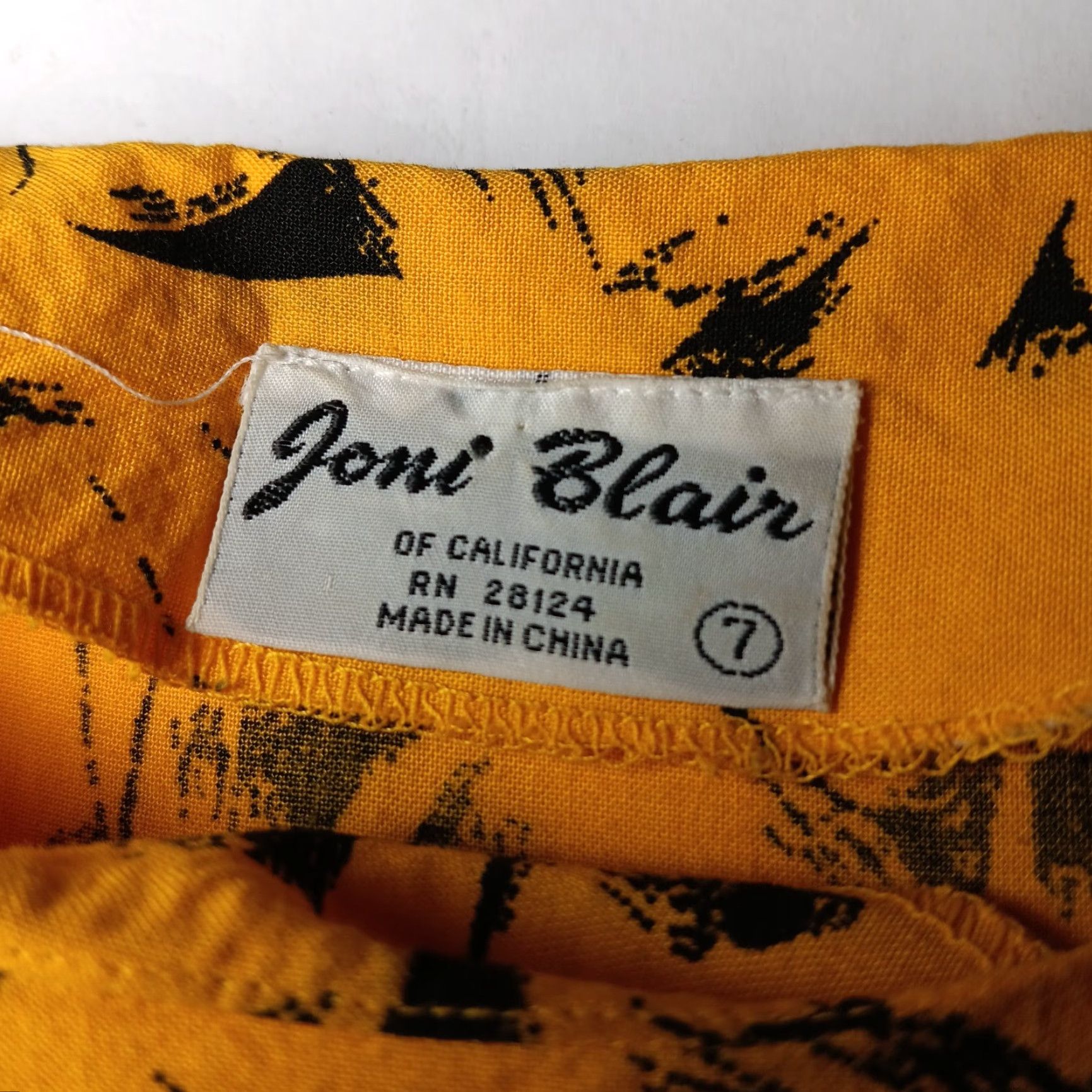 Blair VINTAGE 1980s Dress Joni Blair Women Size 7 Midi Drop Waist Abstract Gold Black Artsy Retro Size M / US 6-8 / IT 42-44 - 3 Thumbnail
