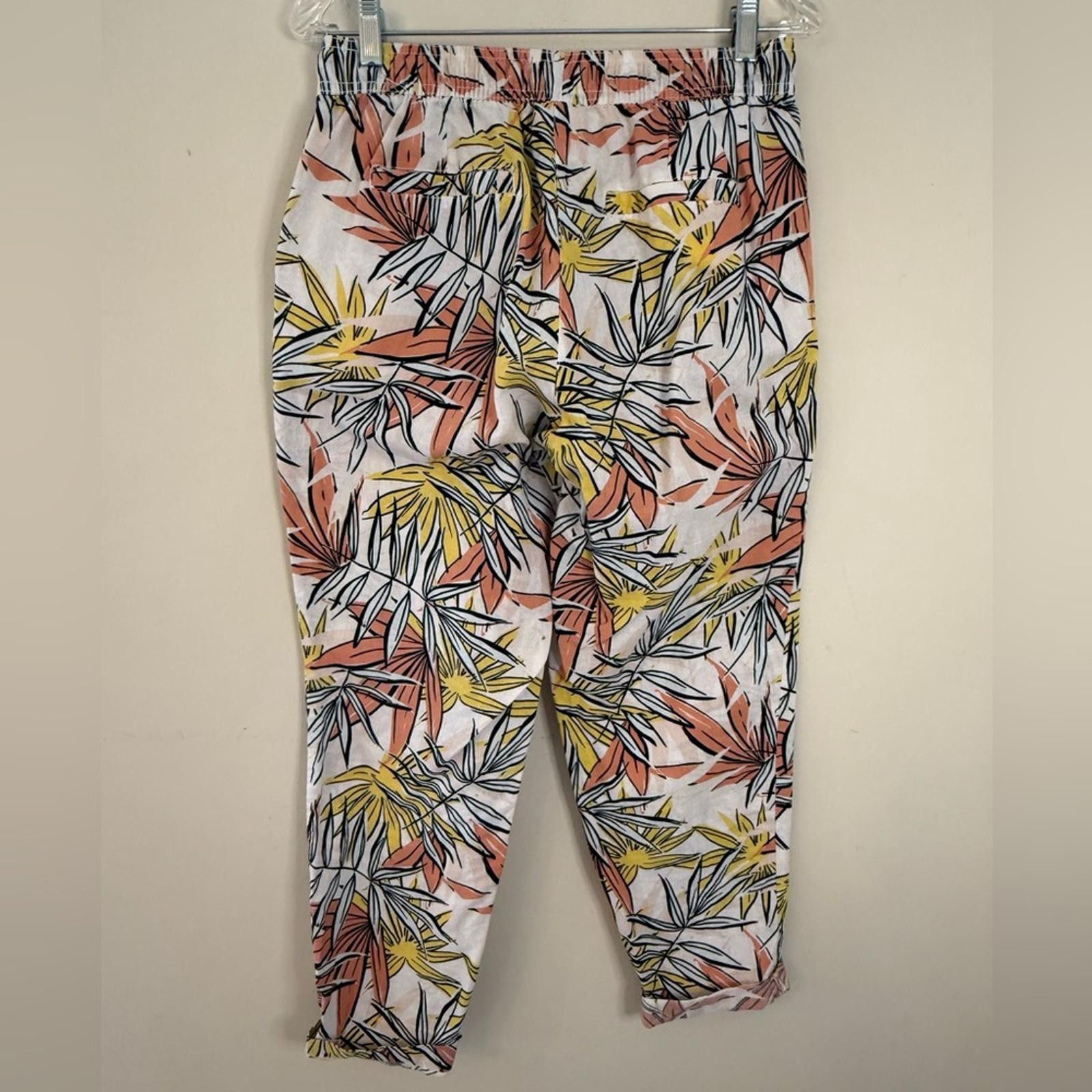 Marine Serre Serra tropical floral cotton linen cropped pants SZ SM Size 28" / US 6 / IT 42 - 2 Thumbnail
