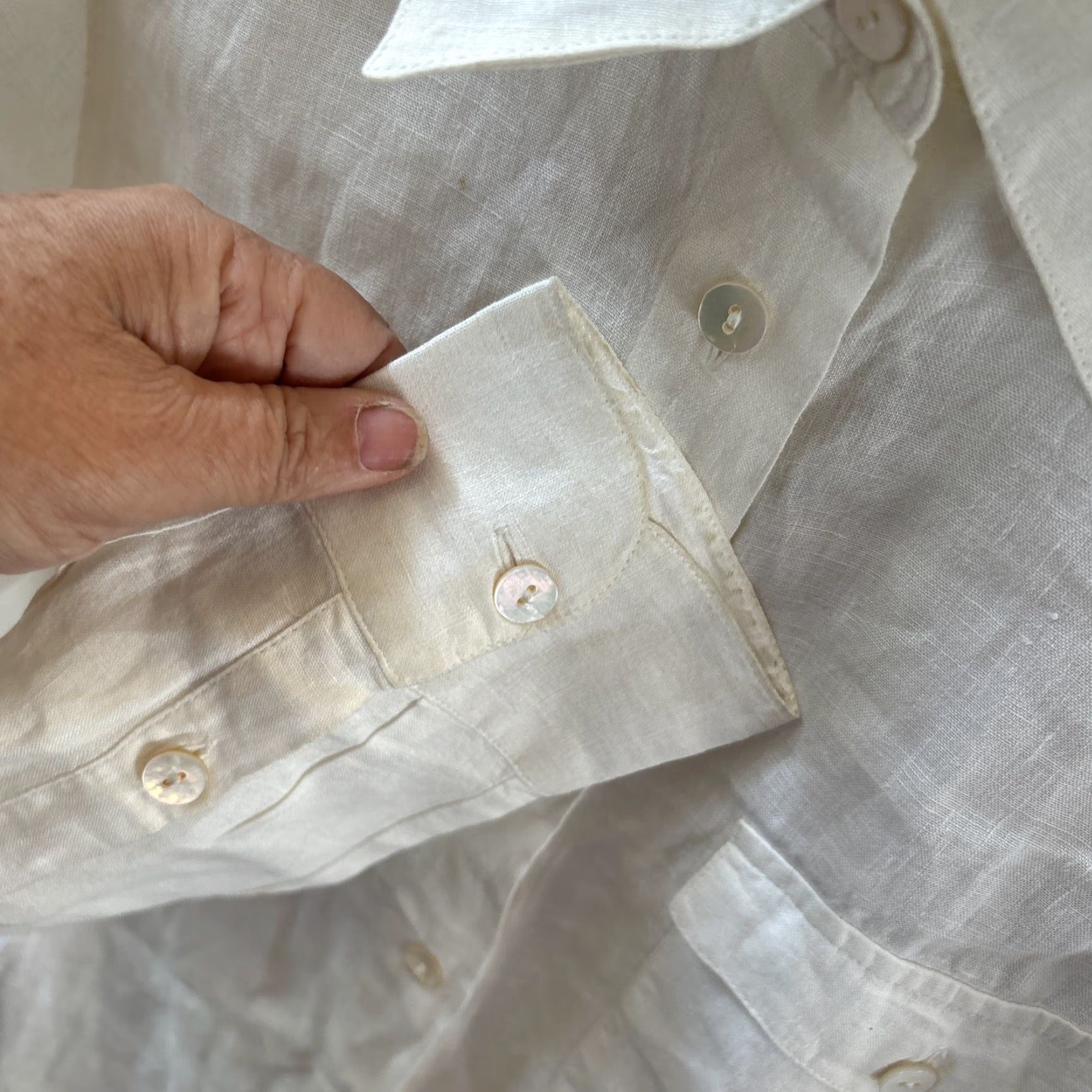 Max Mara Max Mara Button-Up Shirt Linen Long Sleeve Collared Pockets Ivory 12 Women Size XL / US 12-14 / IT 48-50 - 7 Thumbnail