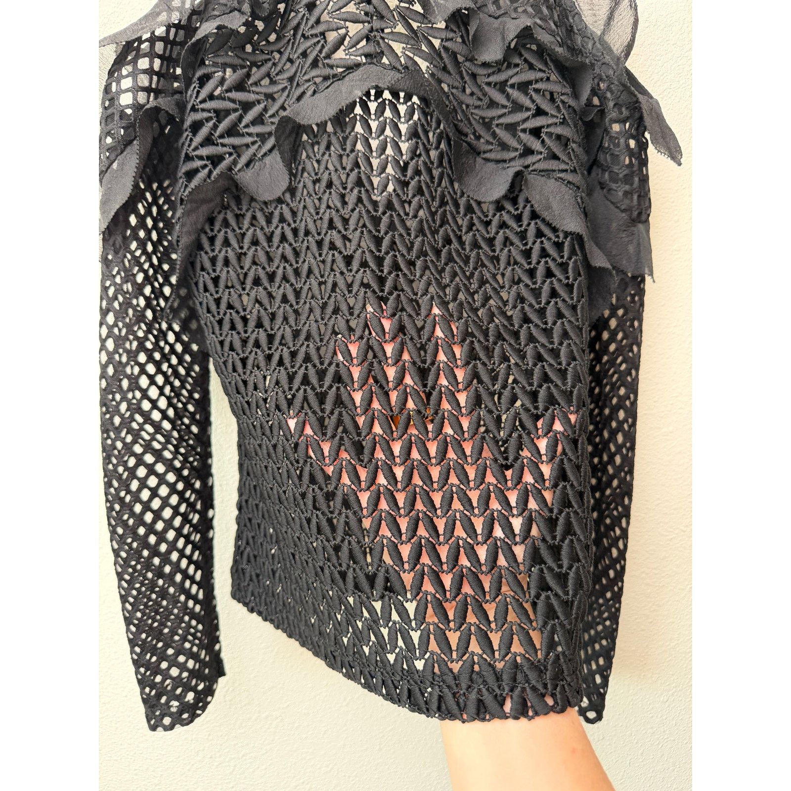 Self-Portrait Self-Portrait Black Purl Knit Cold Shoulder Top US 4 Size S / US 4 / IT 40 - 8 Thumbnail