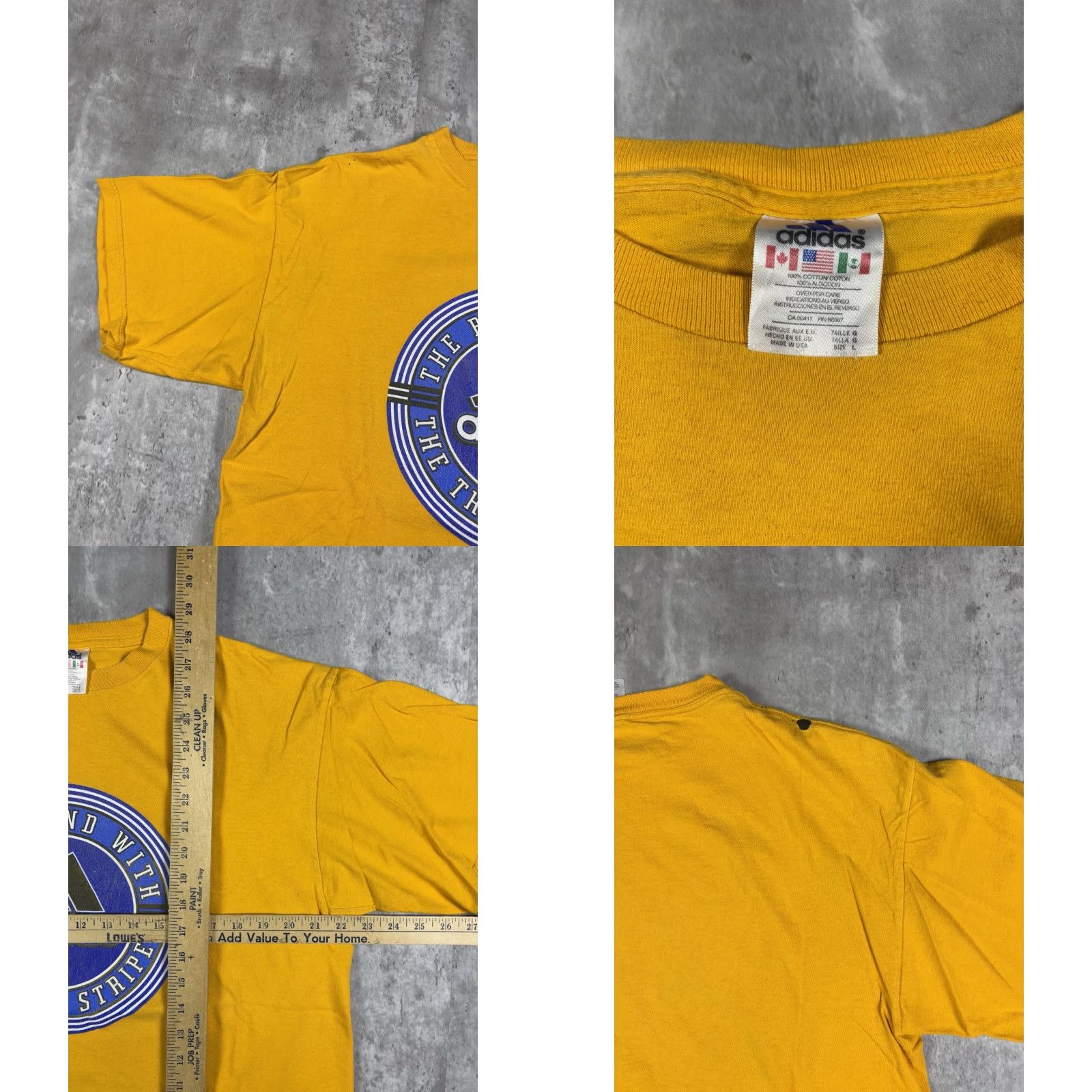 Adidas VINTAGE Adidas Three Stripe Promo T Shirt Mens Yellow L Striped Short Sleeve Crew Neck Cotton 90s USA Batman Backyardigans Beauty and the Beast Size US L / EU 52-54 / 3 - 8 Thumbnail