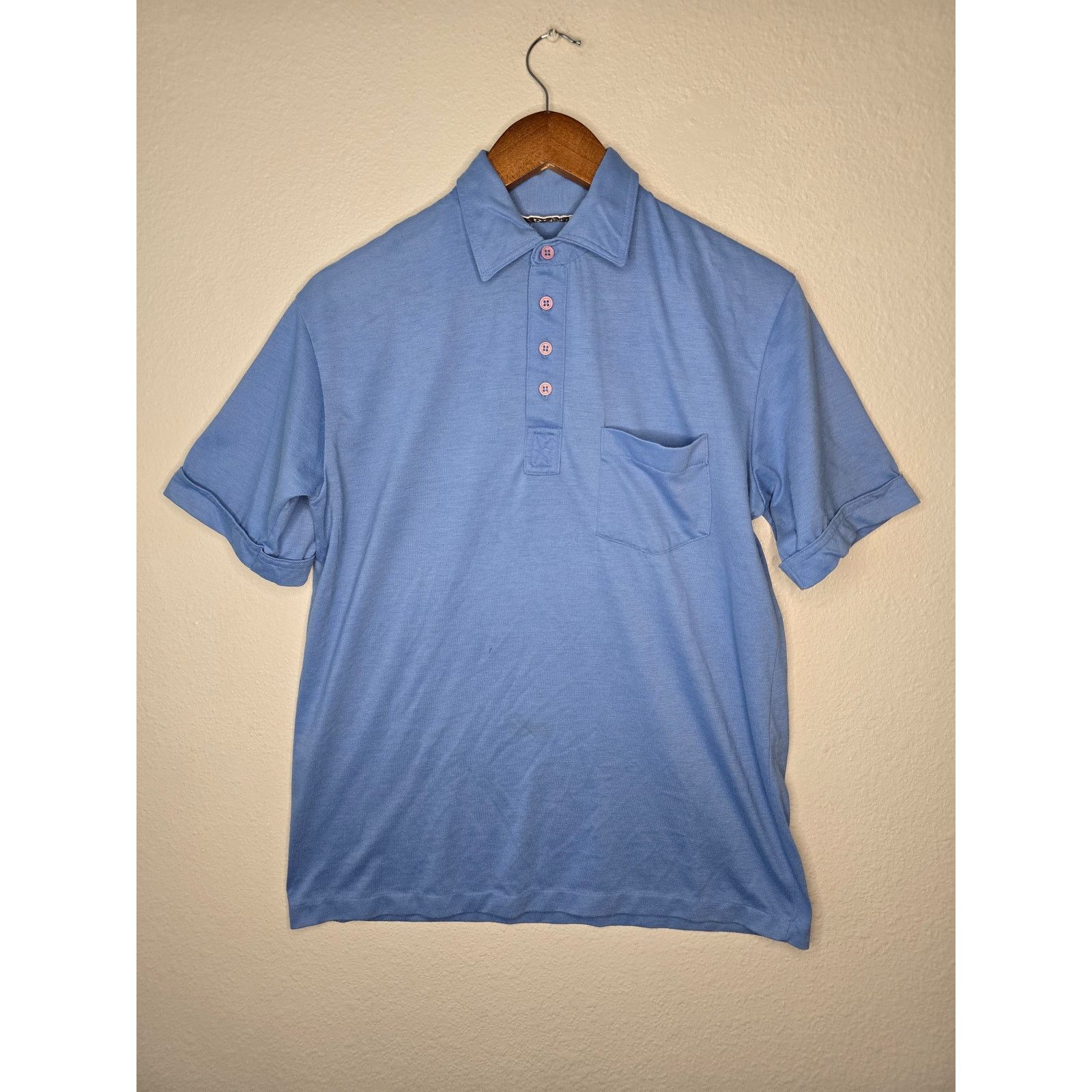 Vintage Vintage BJ Barnett Polo Mens Medium Blue Pocket Shirt 80s Size US M / EU 48-50 / 2 - 1 Thumbnail
