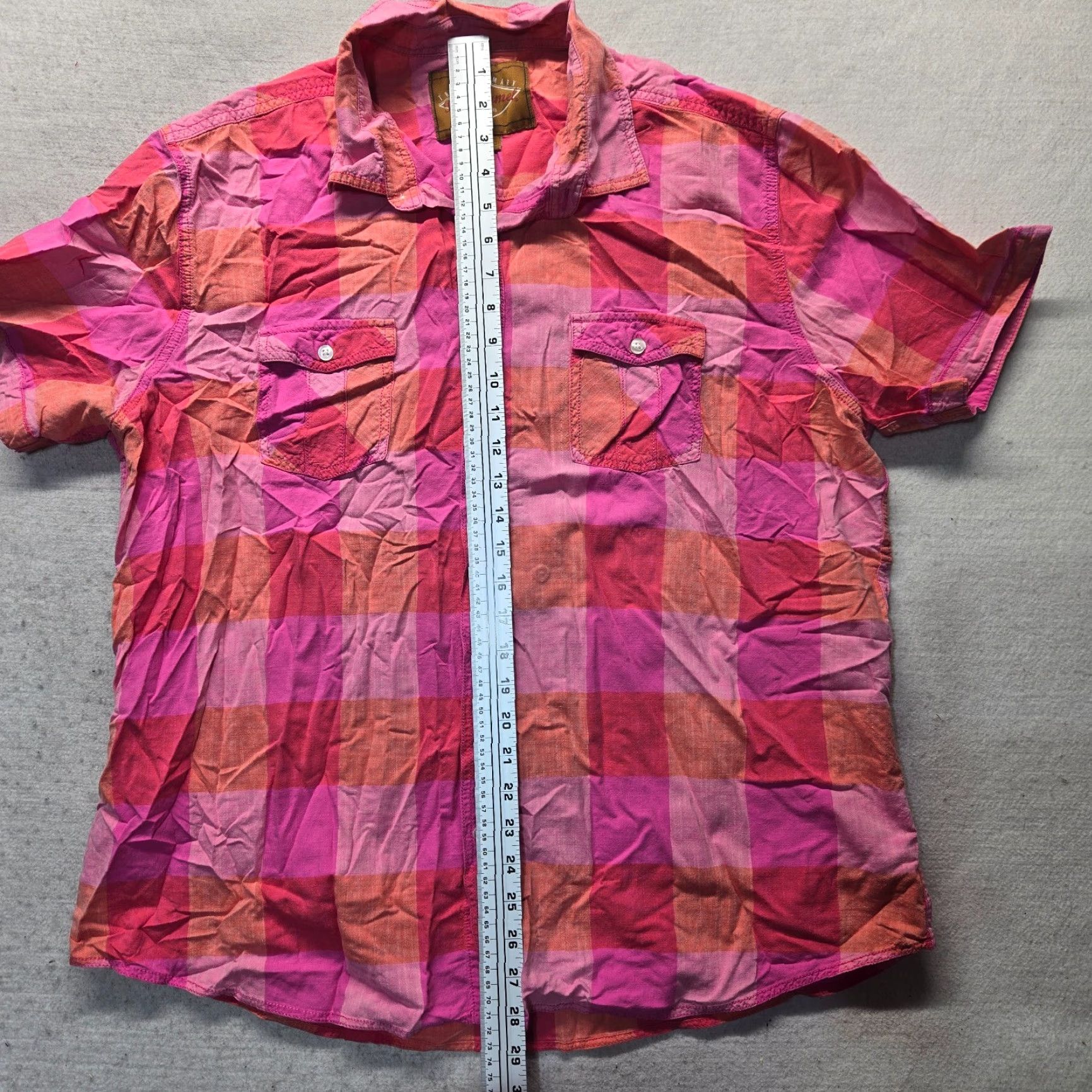 Camel Red Camel Shirt Button-Up 2XL Pink Plaid Cotton Short Sleeve Mens Casual Western-Style Shirt Size US XXL / EU 58 / 5 - 6 Thumbnail