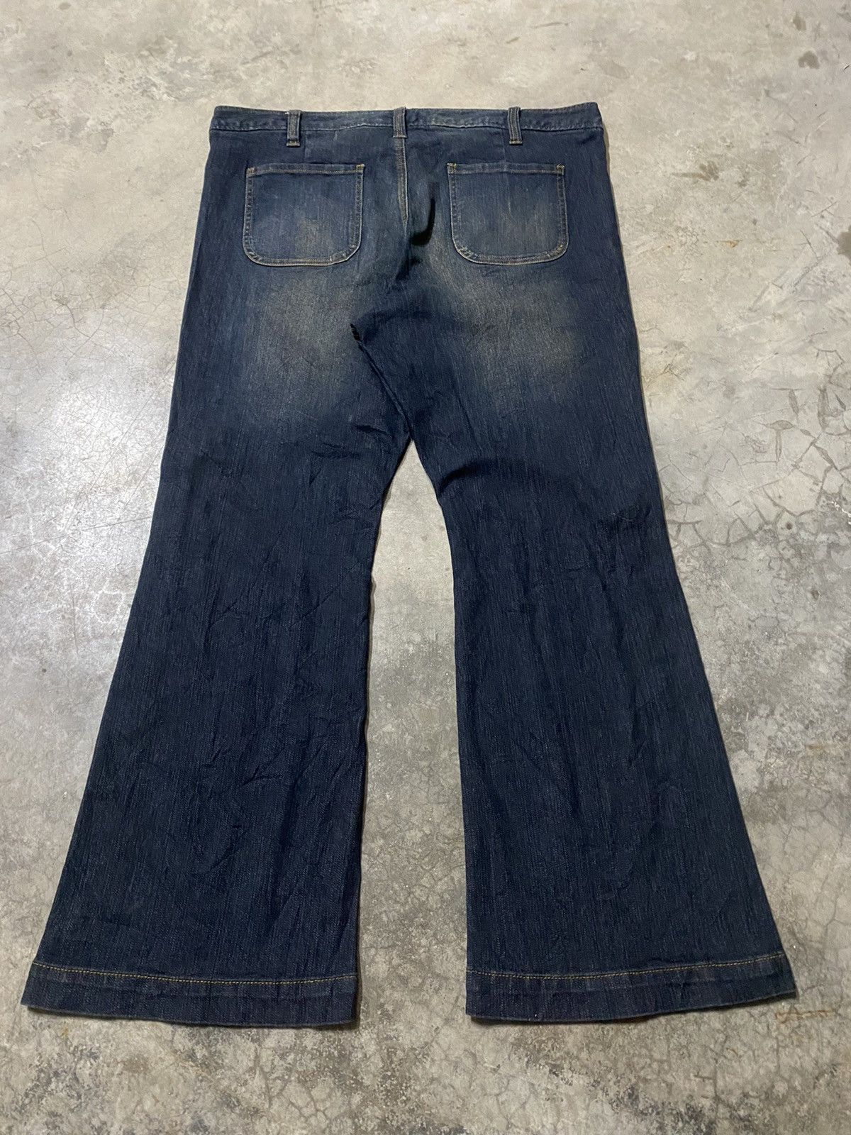 If Six Was Nine Baggy Jeans Japanese Smile Land Rusty Blue Bush Pocket Flare Size US 37 - 9 Thumbnail