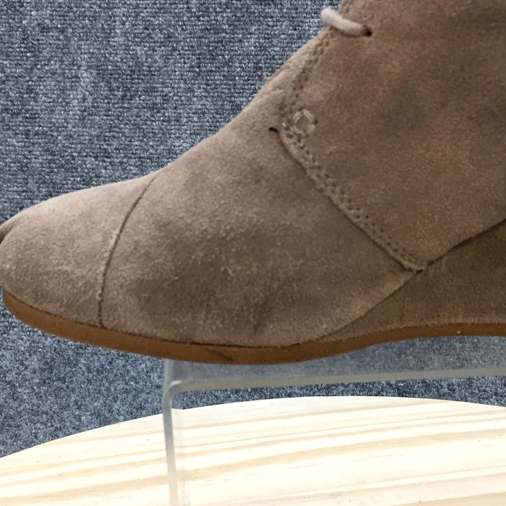 Toms TOMS Boots Womens 10 Desert Wedge Ankle Bootie Brown Suede Lace Up Round Toe Size US 10 / IT 40 - 5 Thumbnail