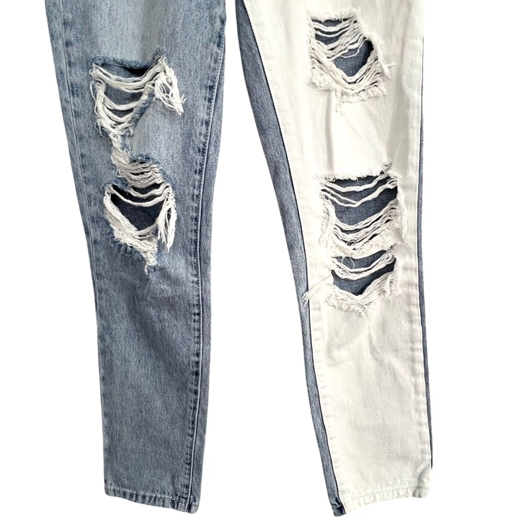 Vintage Vervet Jeans Shirt Women 24 Two Tone Distressed V2804 White Blue Two Tone Jeans Distressed Blur White Vervet Women 24 Size 42" / US 20 - 4 Thumbnail
