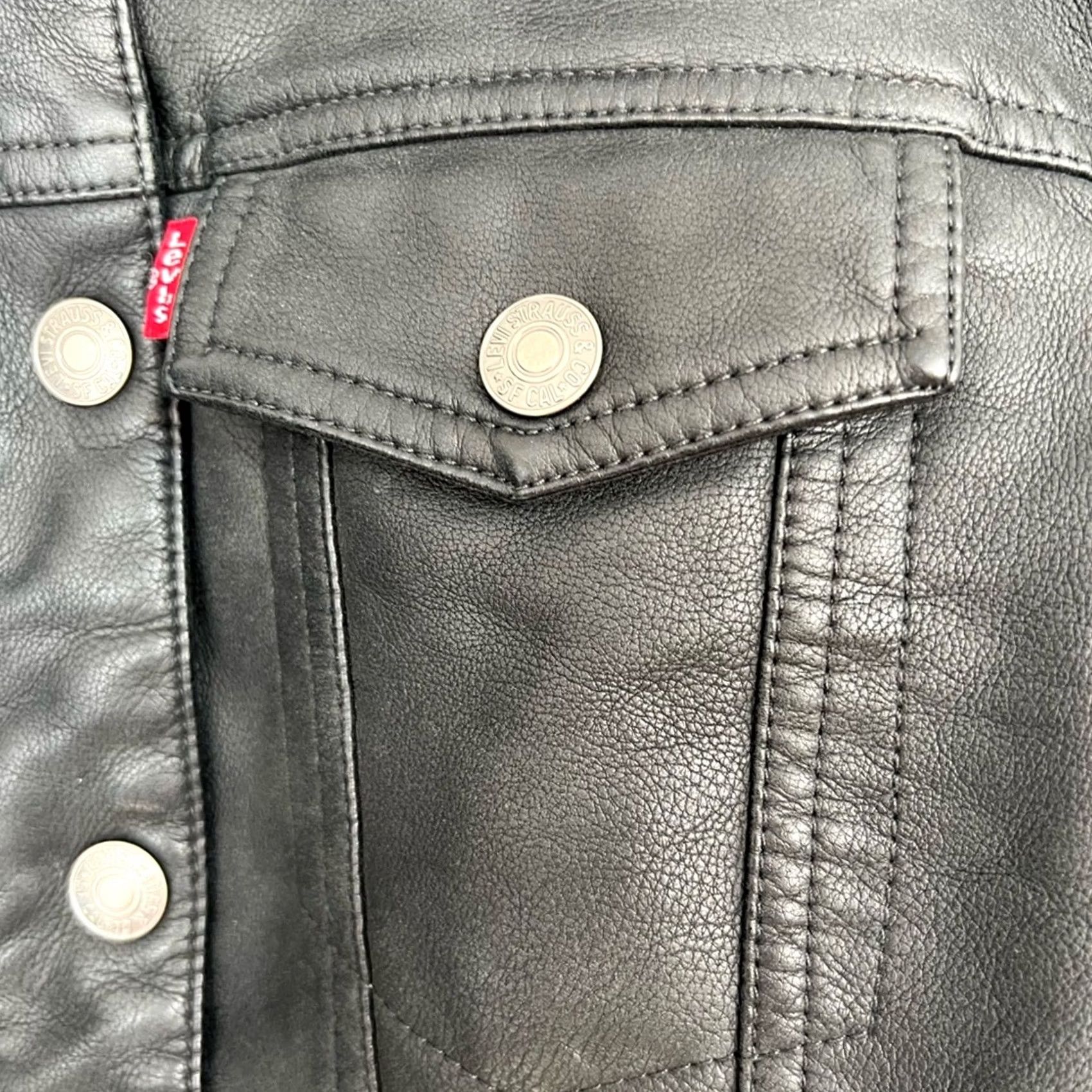 Levi's VINTAGE Levi’s Sherpa Full Zip Button Jacket Black Womens SZ Small Faux Leather QUALITY Size S / US 4 / IT 40 - 5 Thumbnail