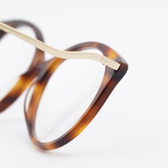 Gucci Gucci GG1009O 001 Eyeglasses Havana/Gold 52mm Round Frame Size ONE SIZE - 6 Thumbnail