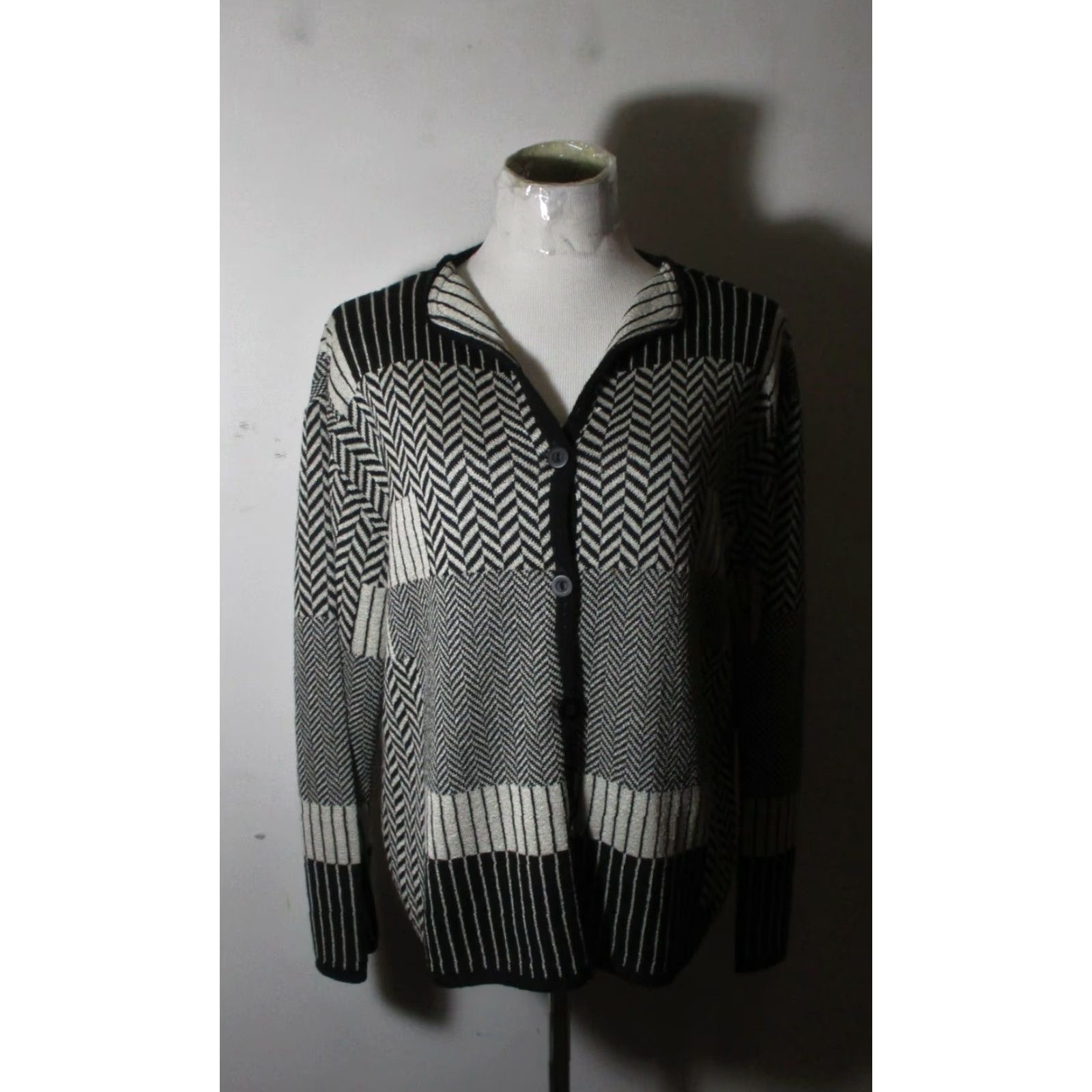 Vintage RONI Bis Cardigan Gray Black Sweater Size S/M Size S / US 4 / IT 40 - 2 Thumbnail