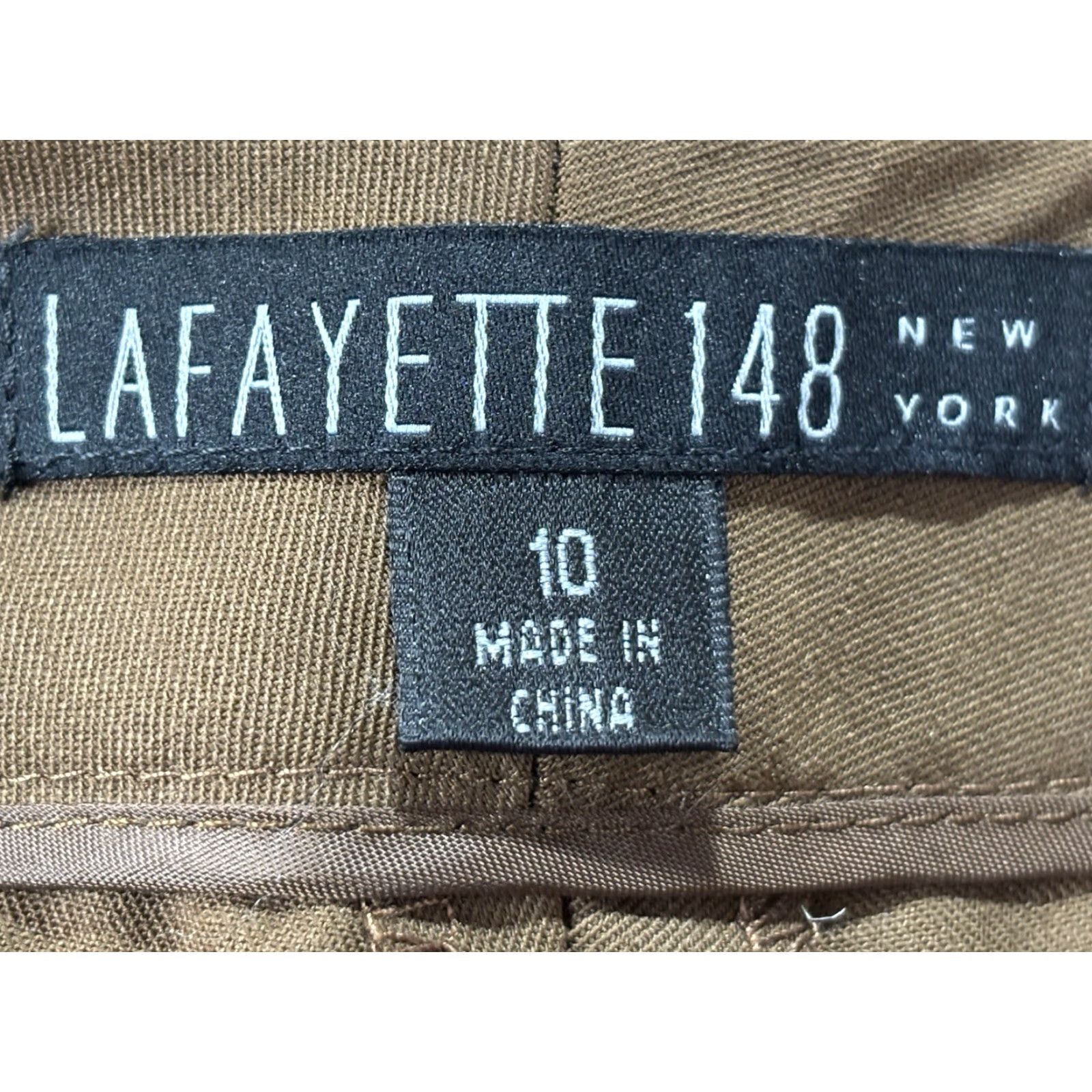Vintage Lafayette 148 New York Dress Pants Women’s 10 Brown Wool Solid Straight Leg 32”x27.5” Regular Zip Hook & Eye Front Flat Front Size 32" / US 10 / IT 46 - 5 Thumbnail