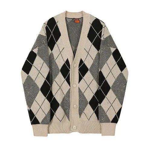 VIBE Argyle Graphic Knit Cardigan Sweater Size US L / EU 52-54 / 3 - 7 Thumbnail