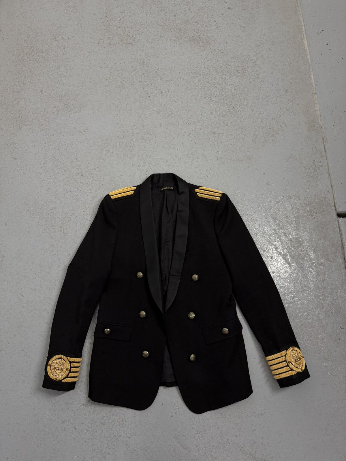 Balmain × H&M Balmain x H&M Black Shawl Collar Napoleon Wool Jacket Size 40R - 3 Thumbnail