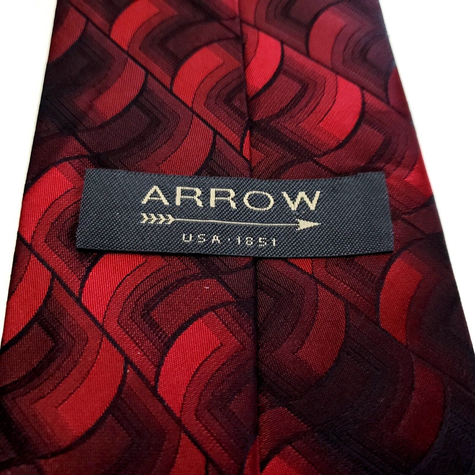 Arrow Arrow Abstract Striped Red Woven Wide Silk Tie Size ONE SIZE - 3 Thumbnail
