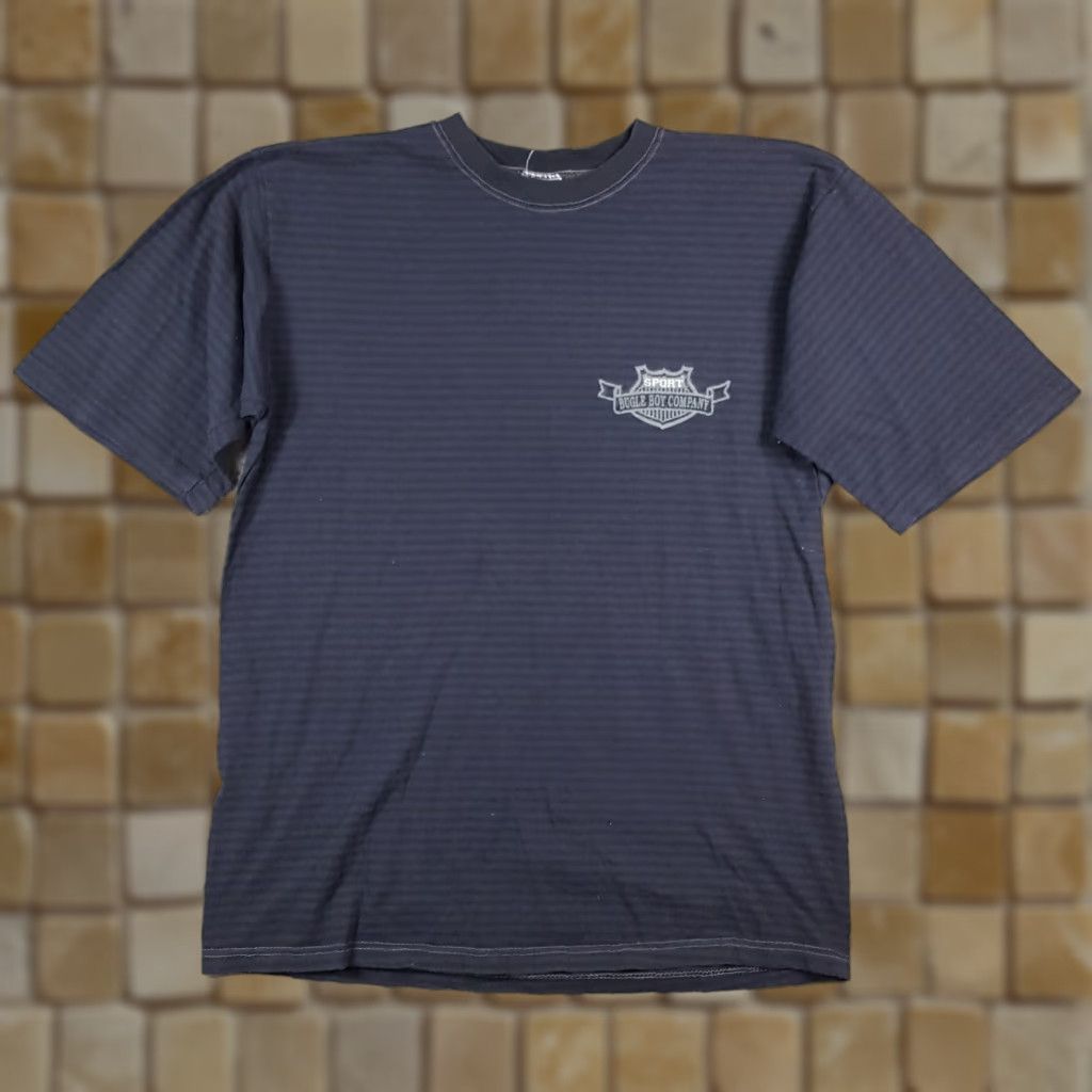 Bugle Boy VINTAGE Bugle Boy Striped Biker Logo T-Shirt Men's Medium Gray Y2K Retro Skate Surf Grunge Size US M / EU 48-50 / 2 - 1 Thumbnail