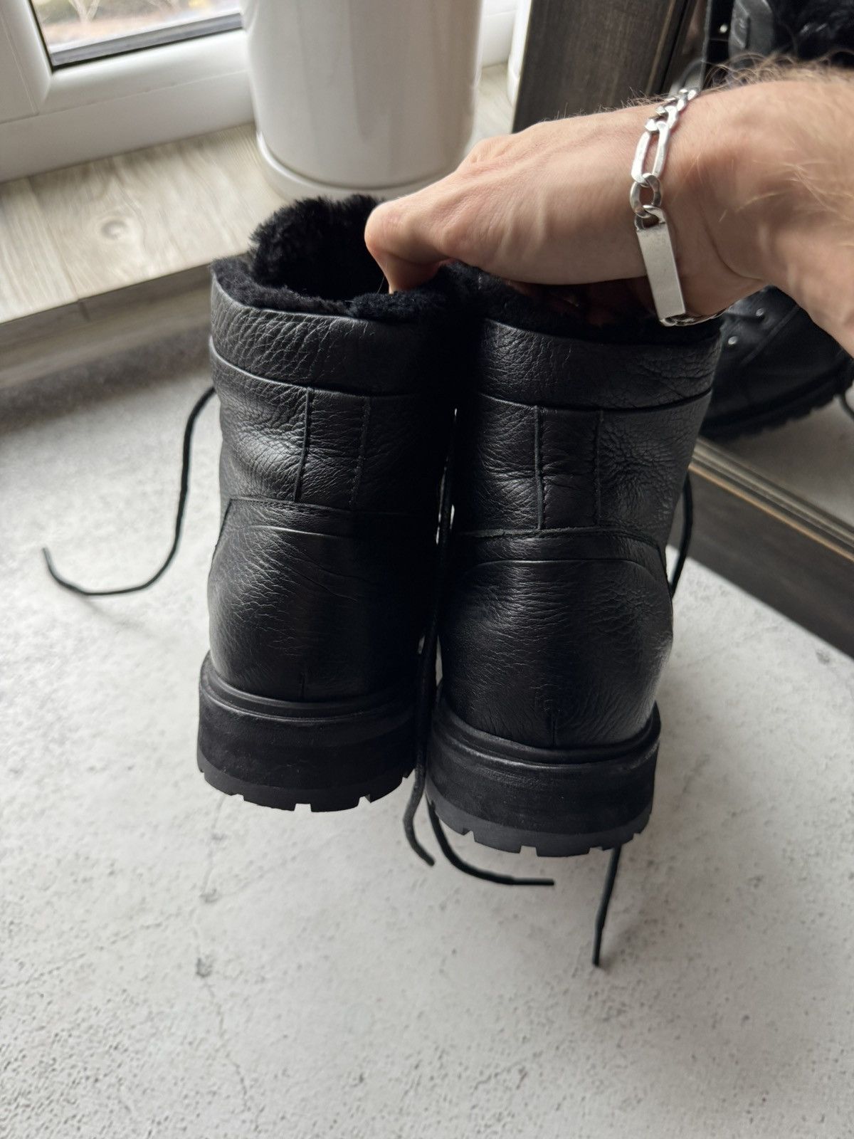 Santoni Santoni St Moritz Luxury Italy Winter Leather Black Boots Size US 11 / EU 44 - 11 Thumbnail