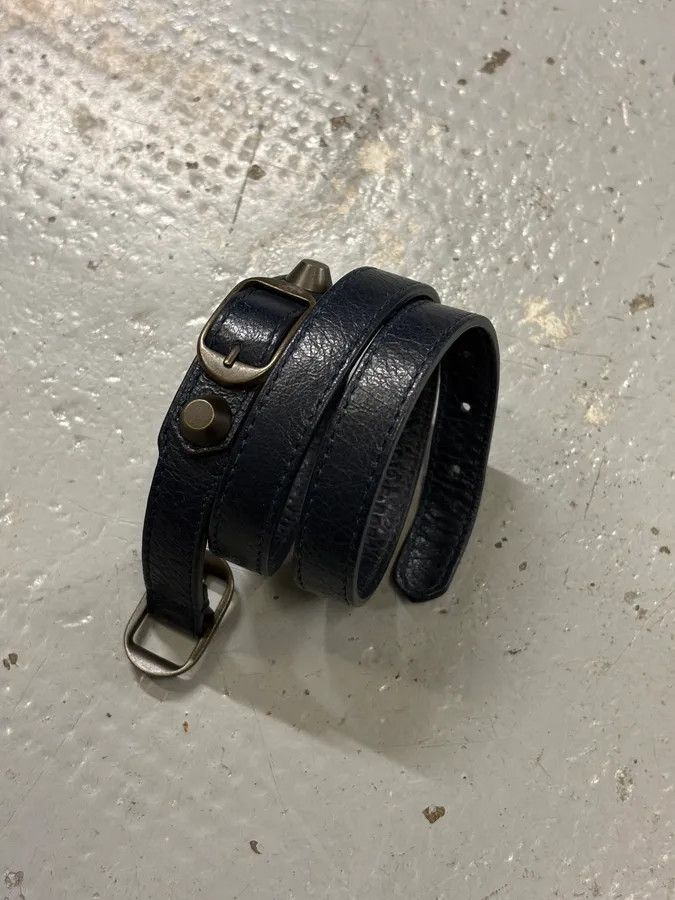 Balenciaga 2010s Balenciaga Navy Leather Studded Arena Bracelet Size ONE SIZE - 5 Thumbnail