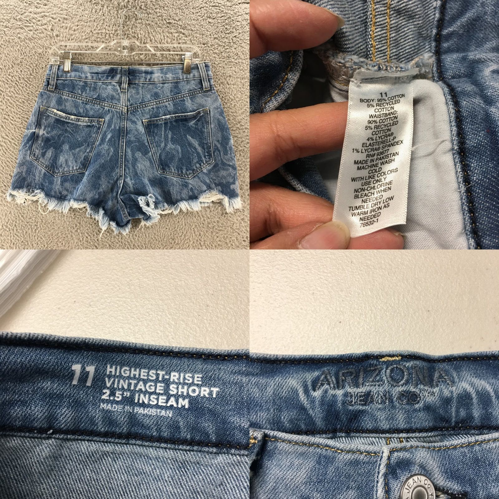 Vintage Arizona Jean Co. High Rise Vintage Cut-Off Shorts Womens 11 Blue Acid Wash Denim Size 32" / US 10 / IT 46 - 8 Thumbnail