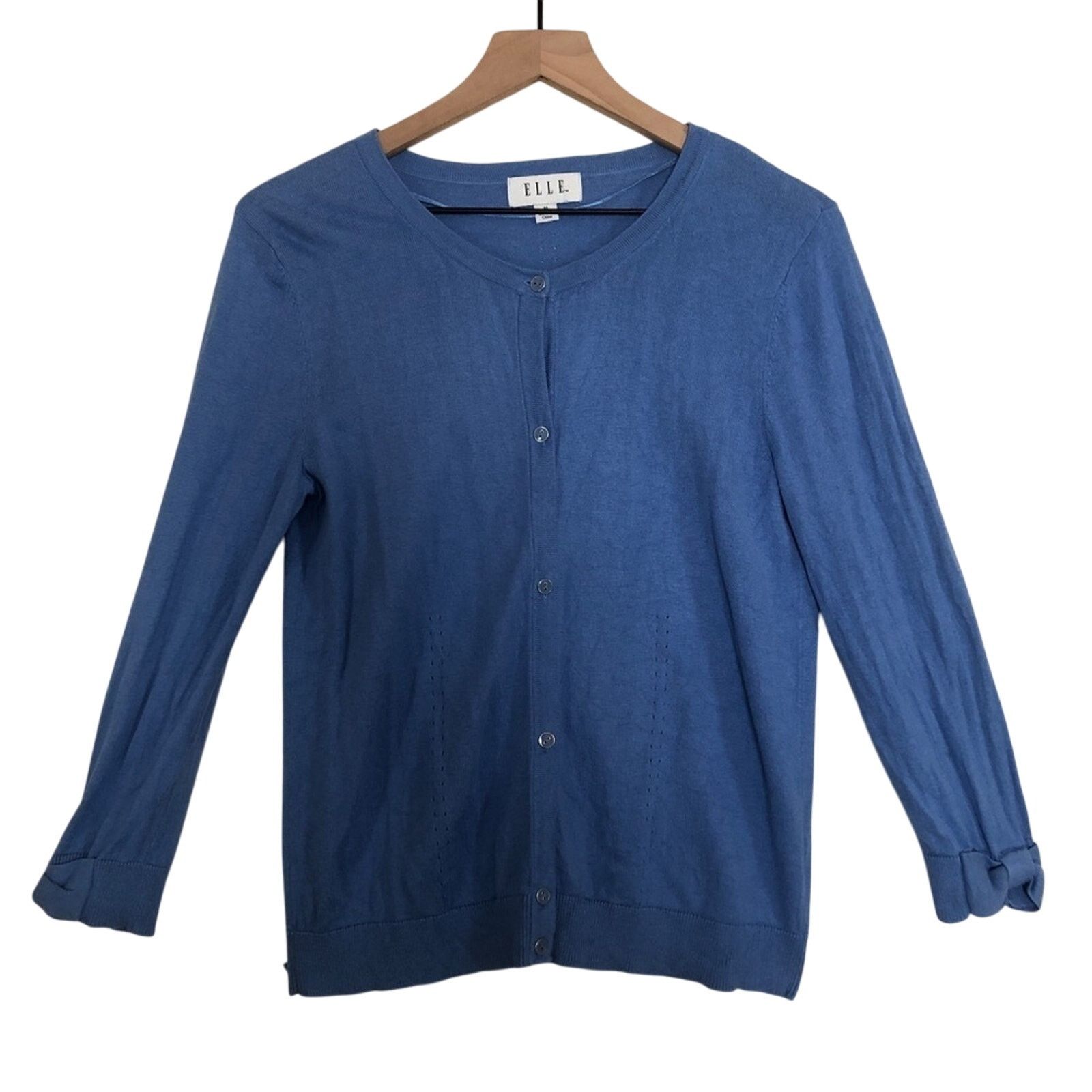 Other Elle Fall Soft Knit Blue Button Front Cardigan Sweater Size M / US 6-8 / IT 42-44 - 1 Thumbnail