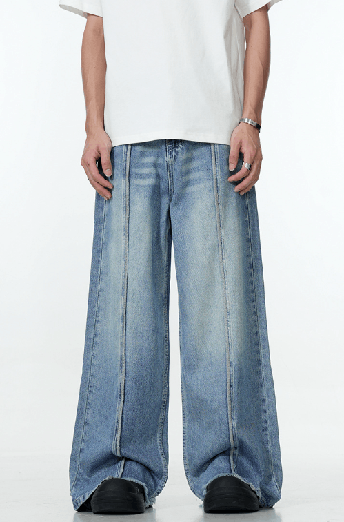 Japanese Brand American style patchwork trendy straight loose retro jeans Size US 32 / EU 48 - 1 Thumbnail