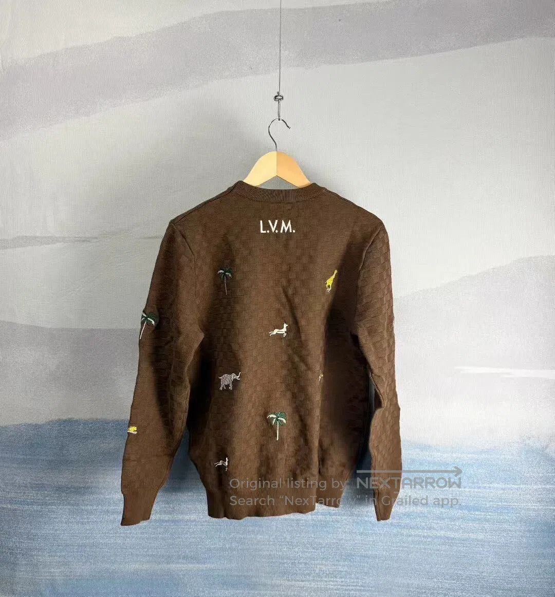 Louis Vuitton Louis Vuitton Brown Animal Embroidery Checkerboard Sweater Size S / US 4 / IT 40 - 2 Thumbnail