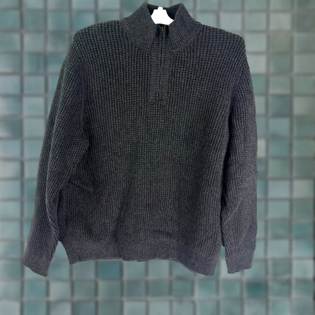 Vintage VINTAGE L.L. Bean Men's Sweater Cardigan XL Waffle Knit Zip Heavyweight Gray Long Sleeve Fall Winter Size US XL / EU 56 / 4 - 1 Thumbnail