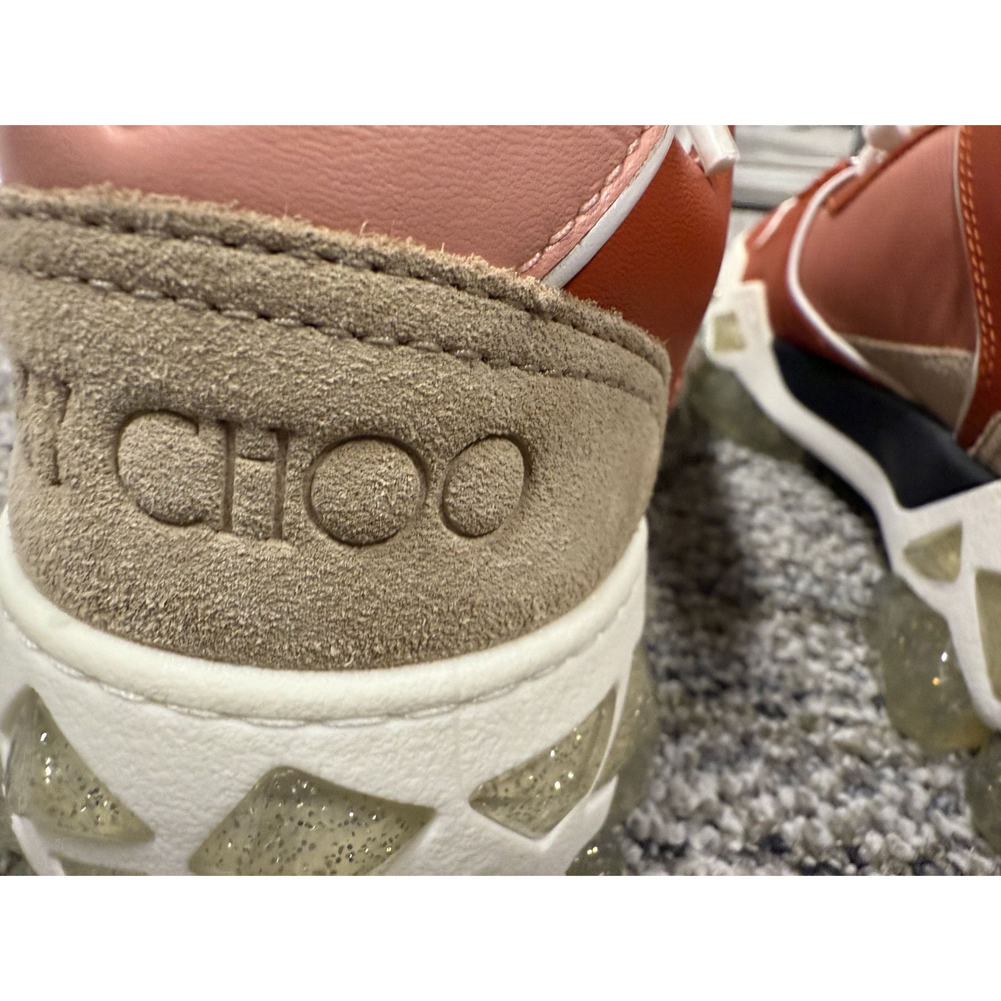 Jimmy Choo Jimmy Choo Womens Peach & White Sneakers 38.5 Leather/Suede Size US 8.5 / IT 38.5 - 7 Thumbnail