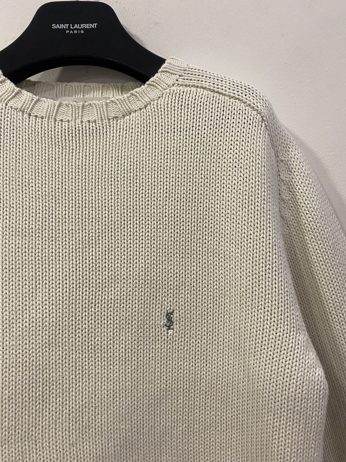 image of Vintage x YVES Saint Laurent Cream YSL Sweater Knit White in Cream/White, Men's (Size Medium)