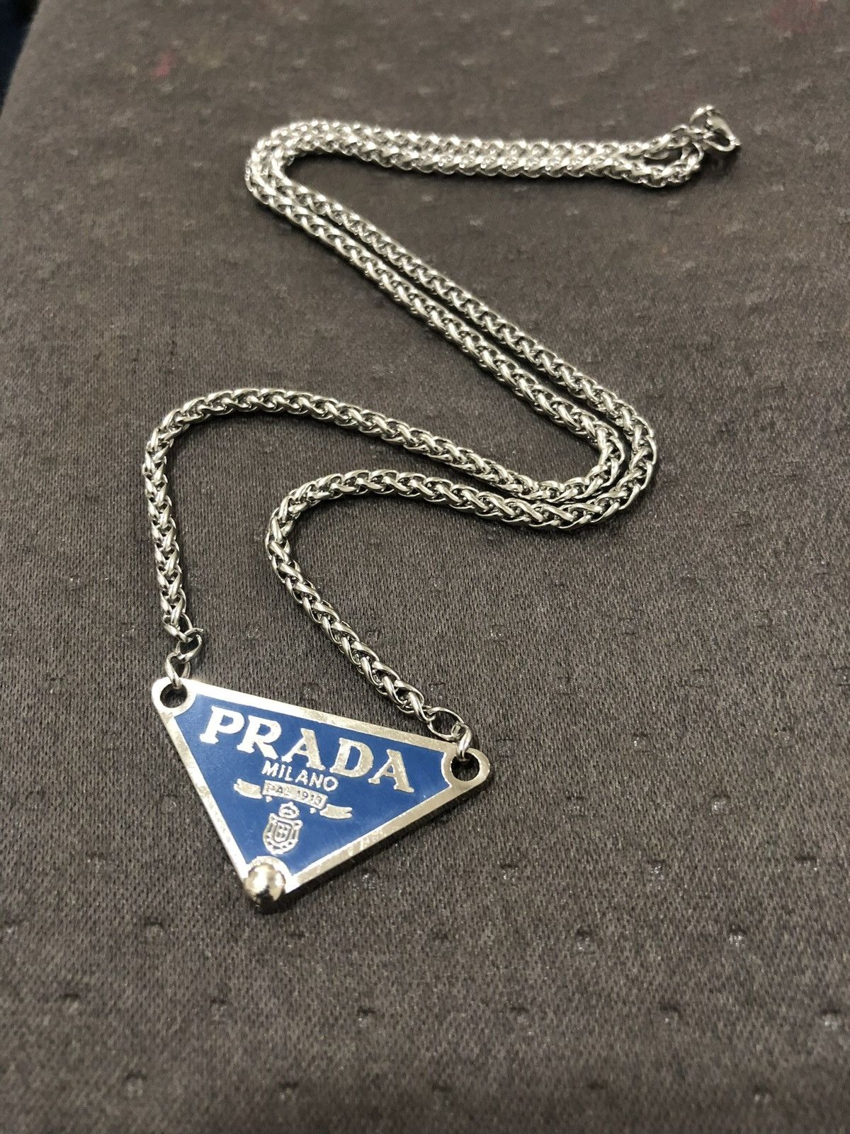 Other Vintage Repurposed Prada Milano Triangle Logo Necklace Size ONE SIZE - 2 Thumbnail