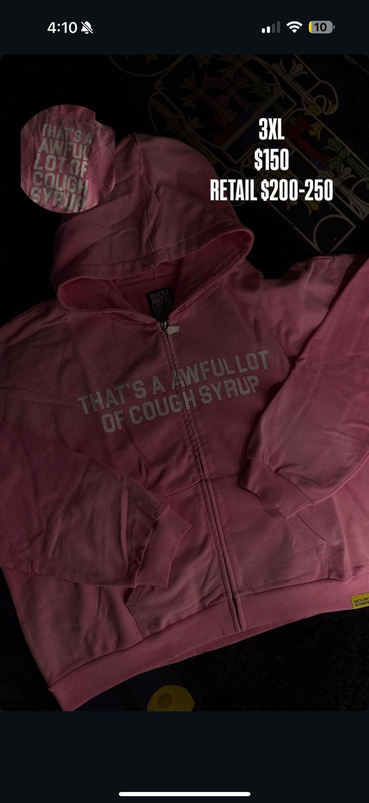Awful Lot of Cough Syrup 3XL Awful Lot Of Cough Syrup Pink Hoodie Size US XXL / EU 58 / 5 - 1 Preview