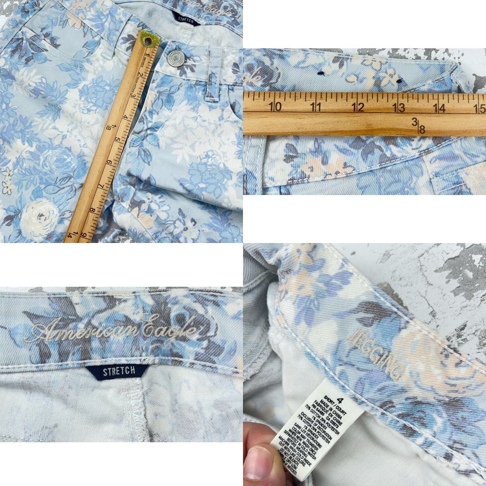 American Eagle Outfitters American Eagle Outfitters Jegging Jeans Womens Blue Floral 4 Short 27in Inseam Denim Stretch Pants Jeans Size 27" / US 4 / IT 40 - 8 Thumbnail