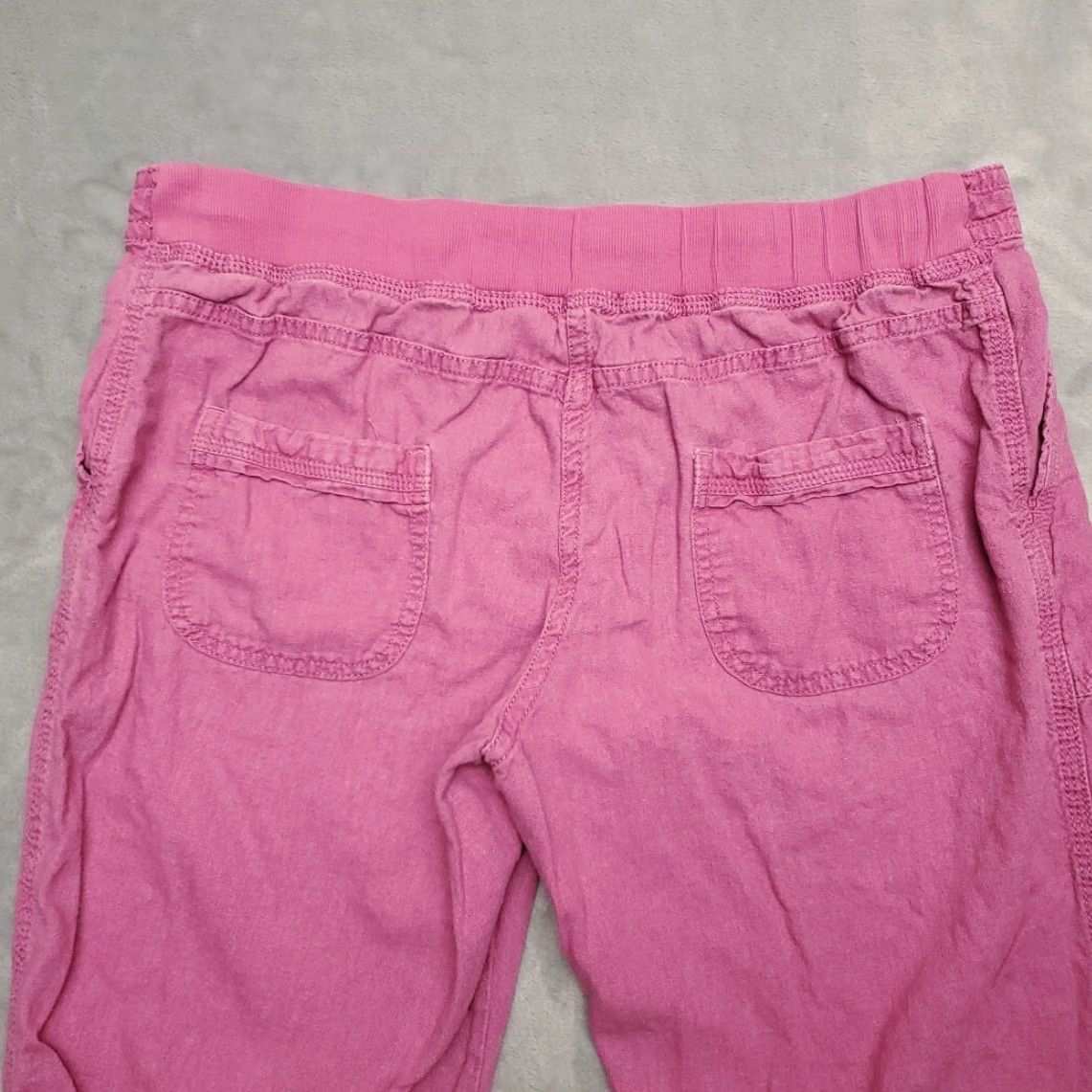 Pinko TU Pants Womens 12 Pink Linen Viscose Cropped Drawstring Boho Minimalist Coastal Pants Size 34" / US 12 / IT 48 - 6 Thumbnail